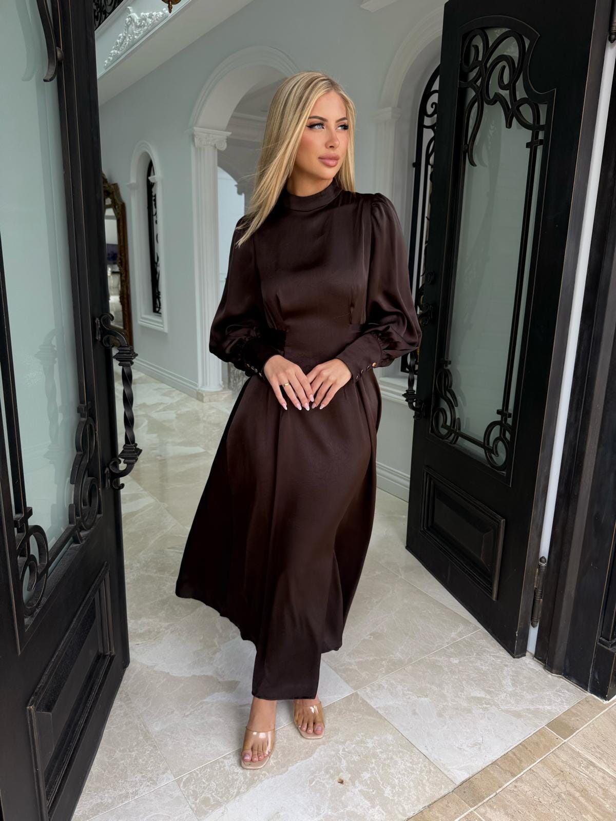 Layali Satin Back Tie Dress