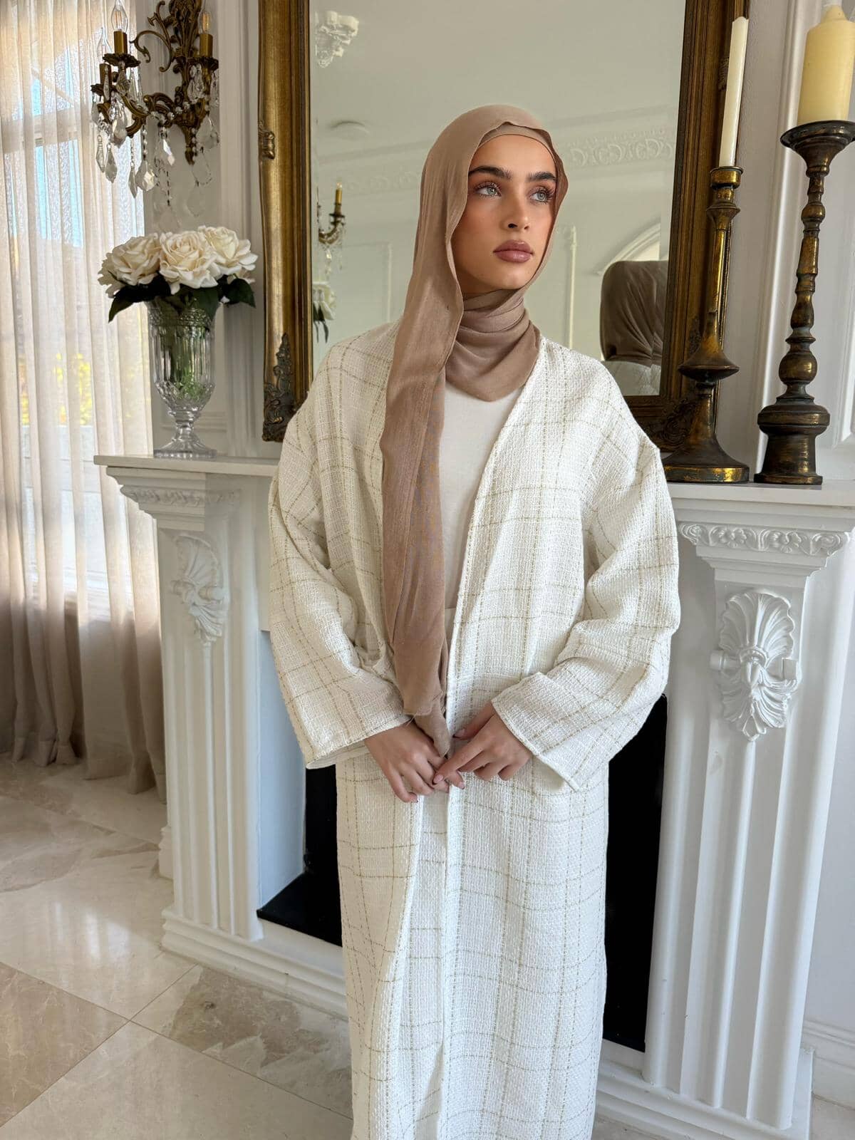 Tweed Pocket Open Abaya