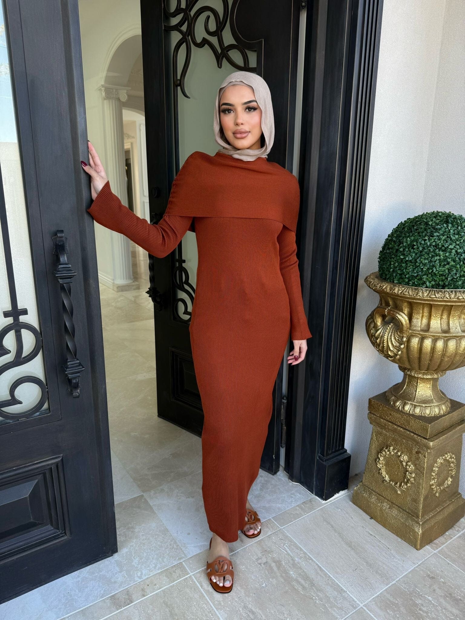 Ribbed Scarf Dress