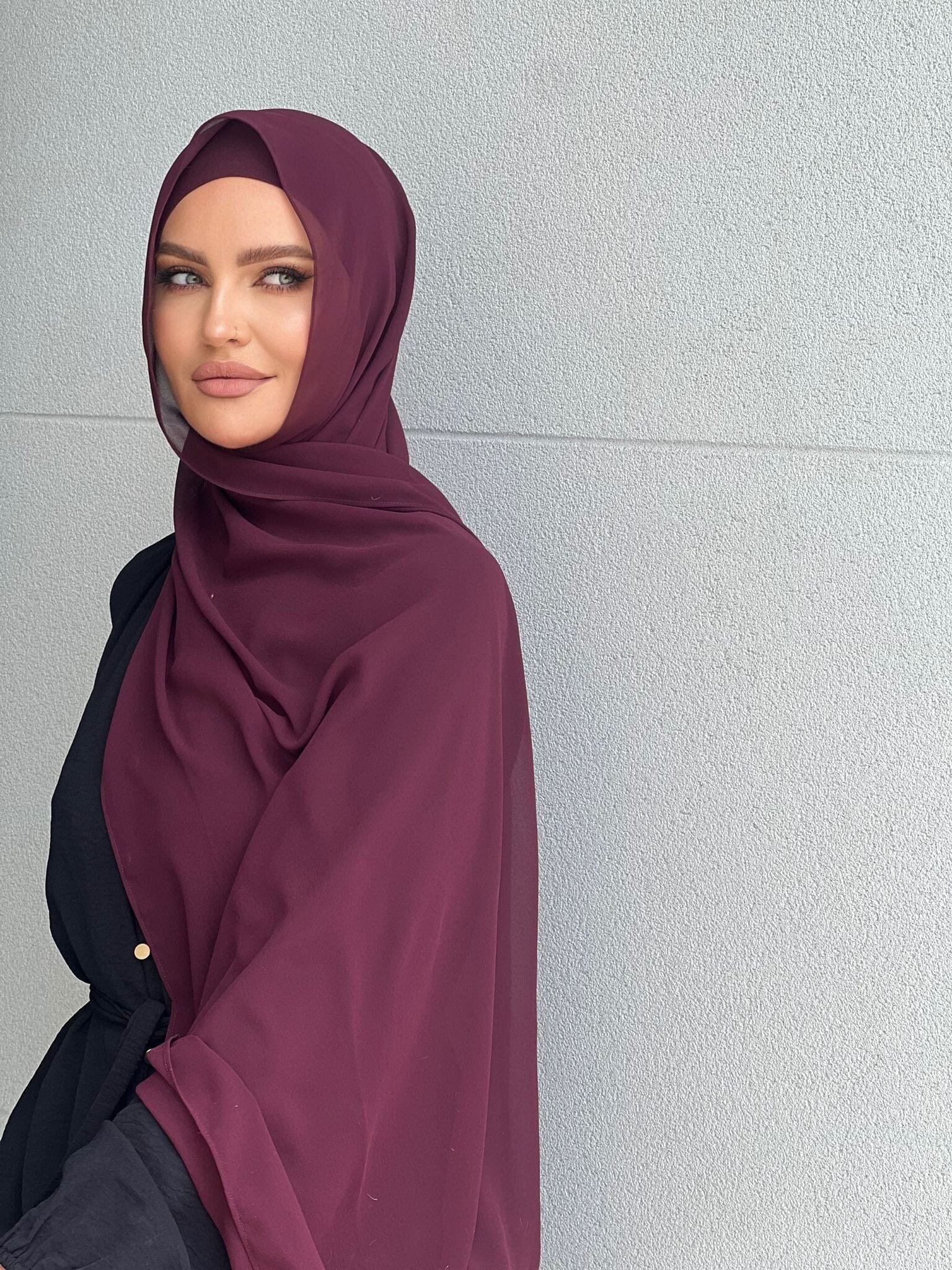 Plum Chiffon Hijab Set