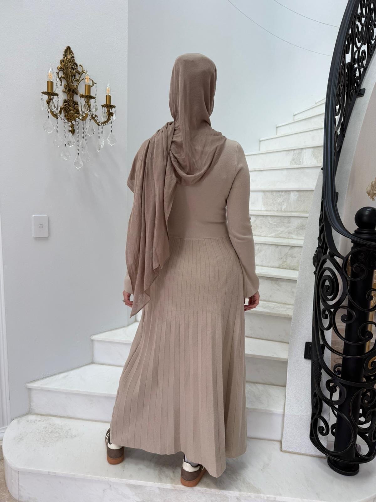 Pleated Knit Dress