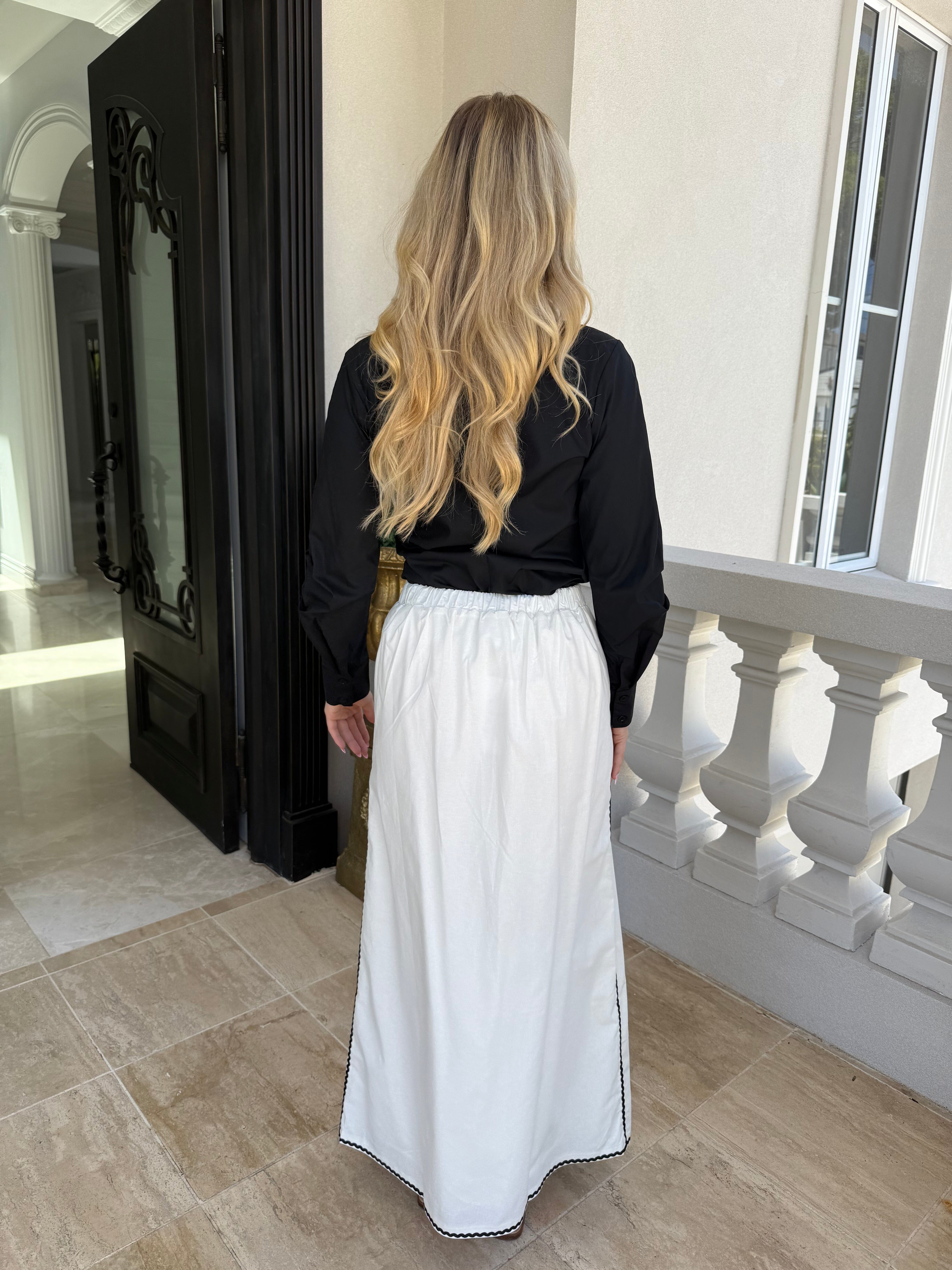 Trimmed Linen Skirt