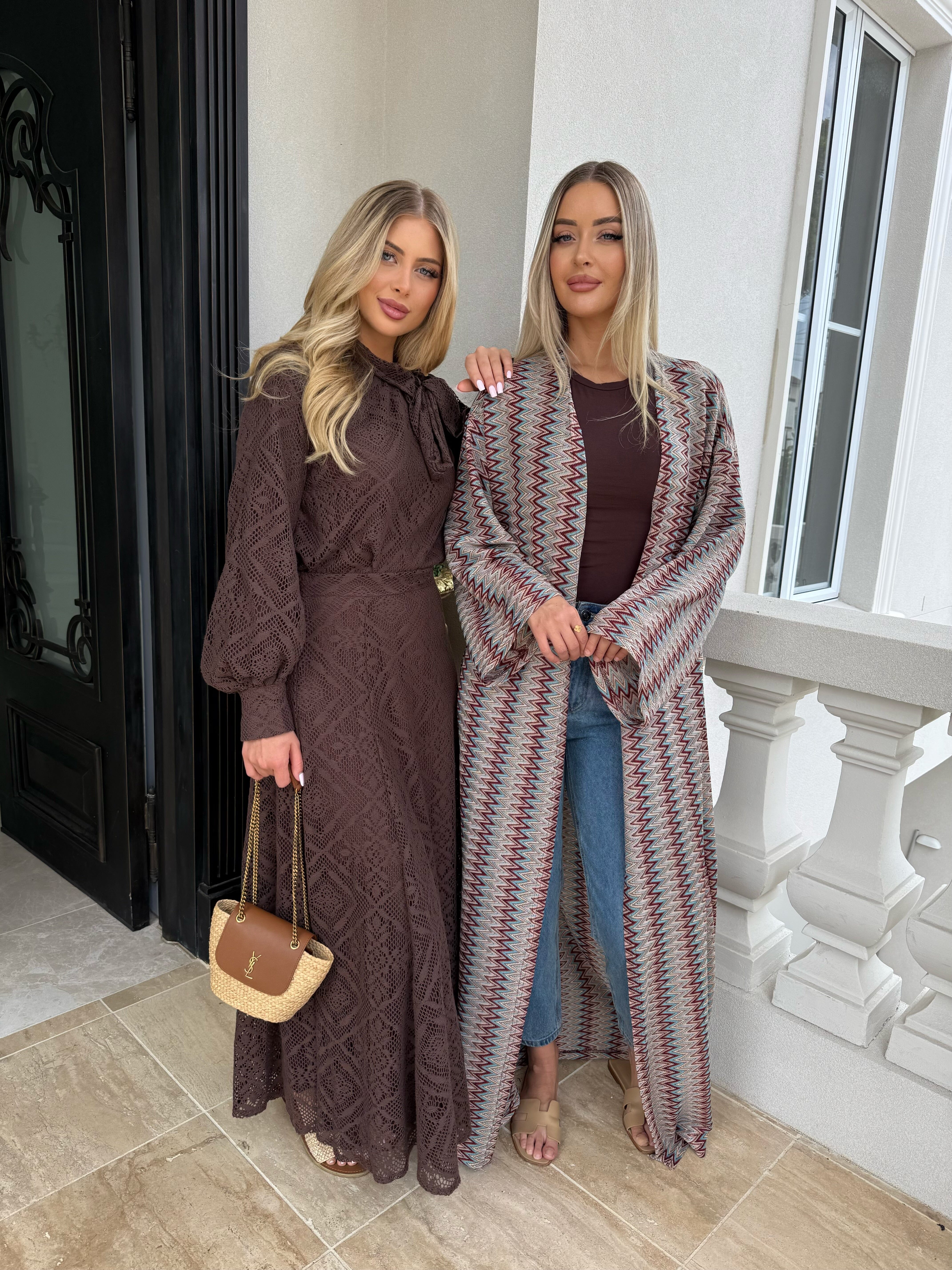 Blue Aztec Crochet Abaya