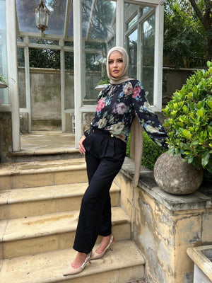 Amar Black Floral Blouse