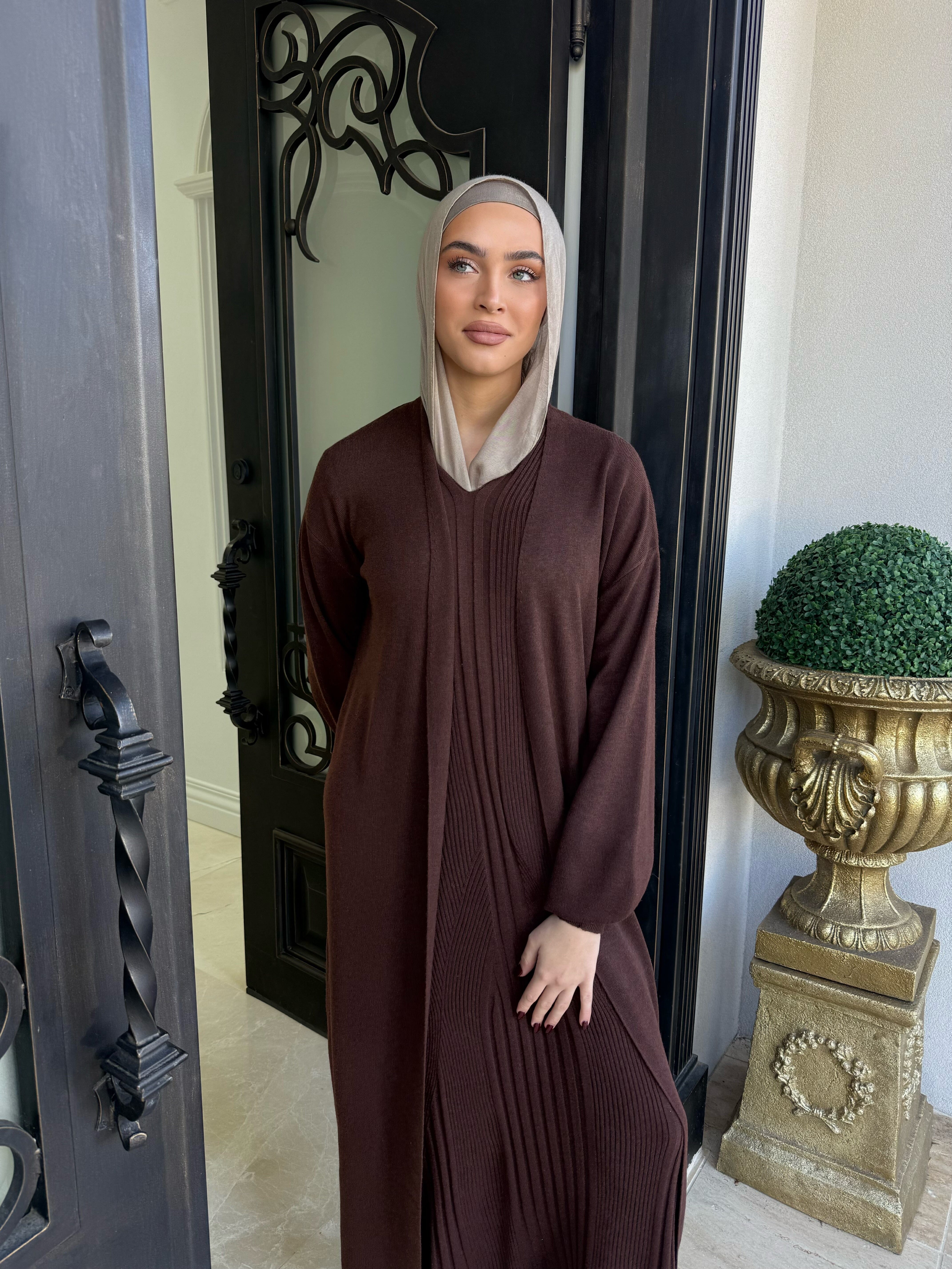 Ribbed Knit Abaya Set