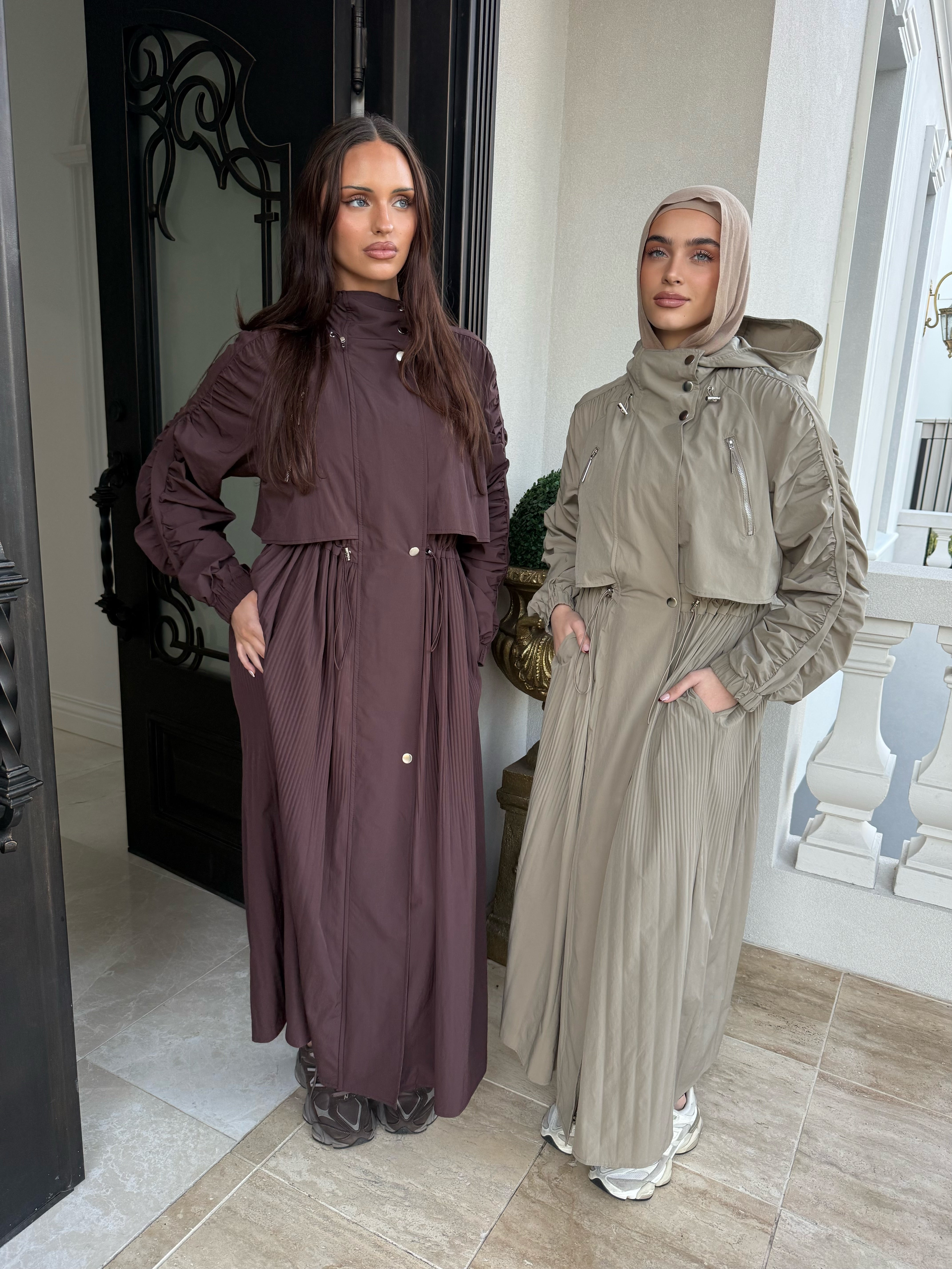 Pleated Draw-String Trench