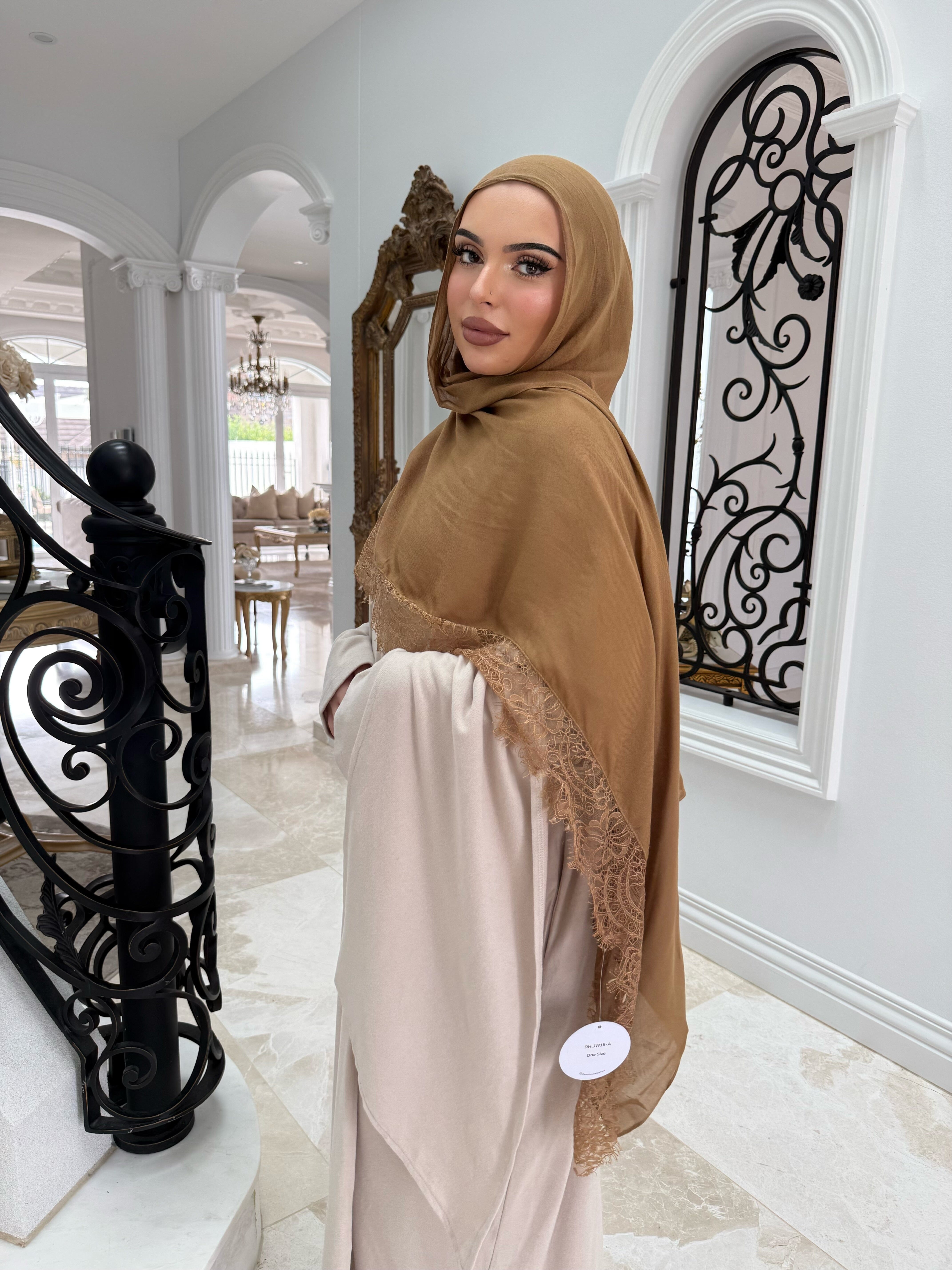 Tan Lace Modal Shawl