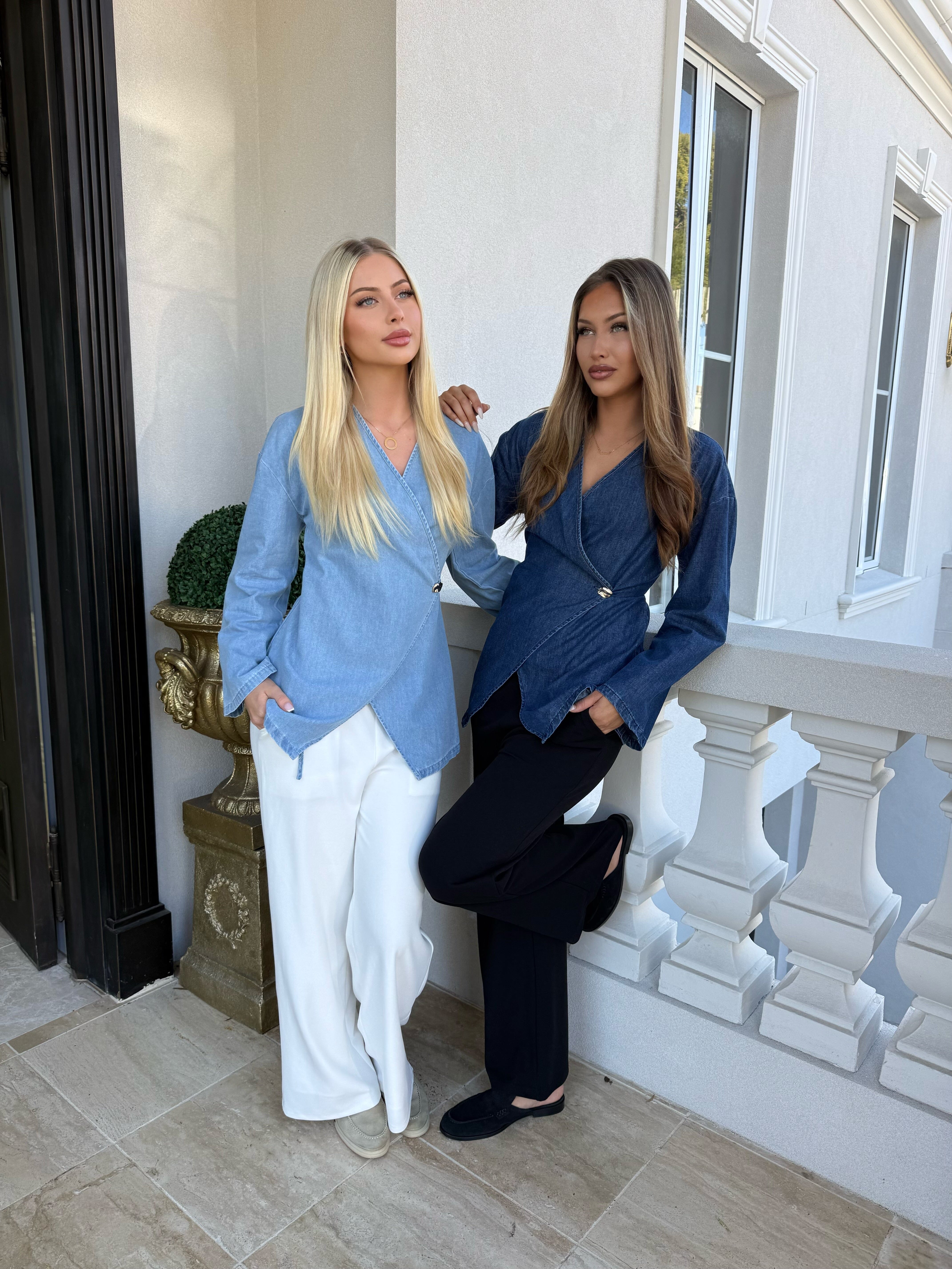 Denim Wrap Bloue