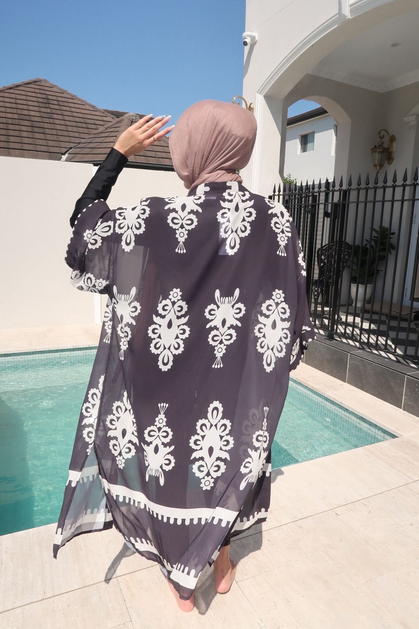 Monochrome Swim Kimono