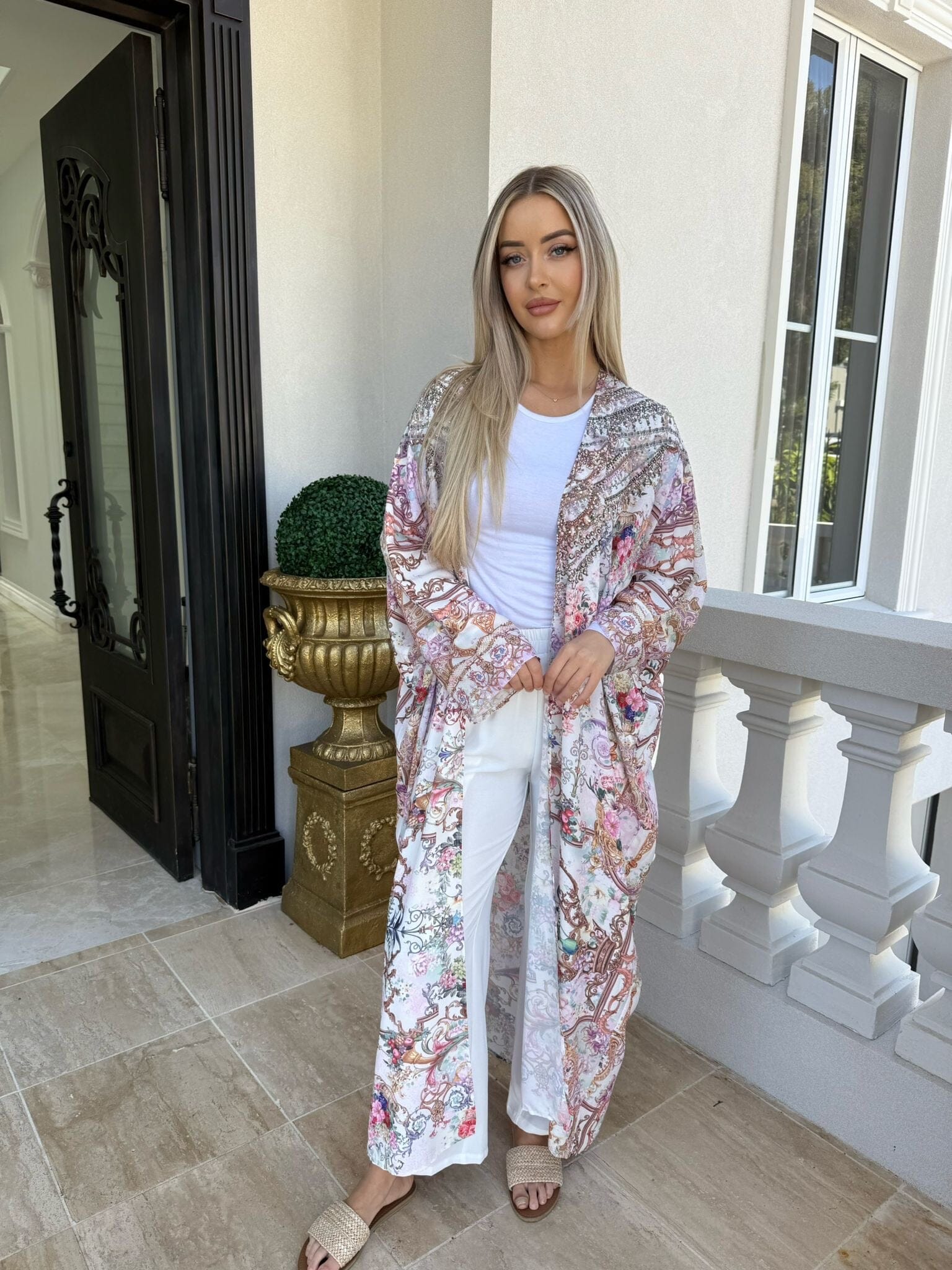 Pink Beaded Abaya