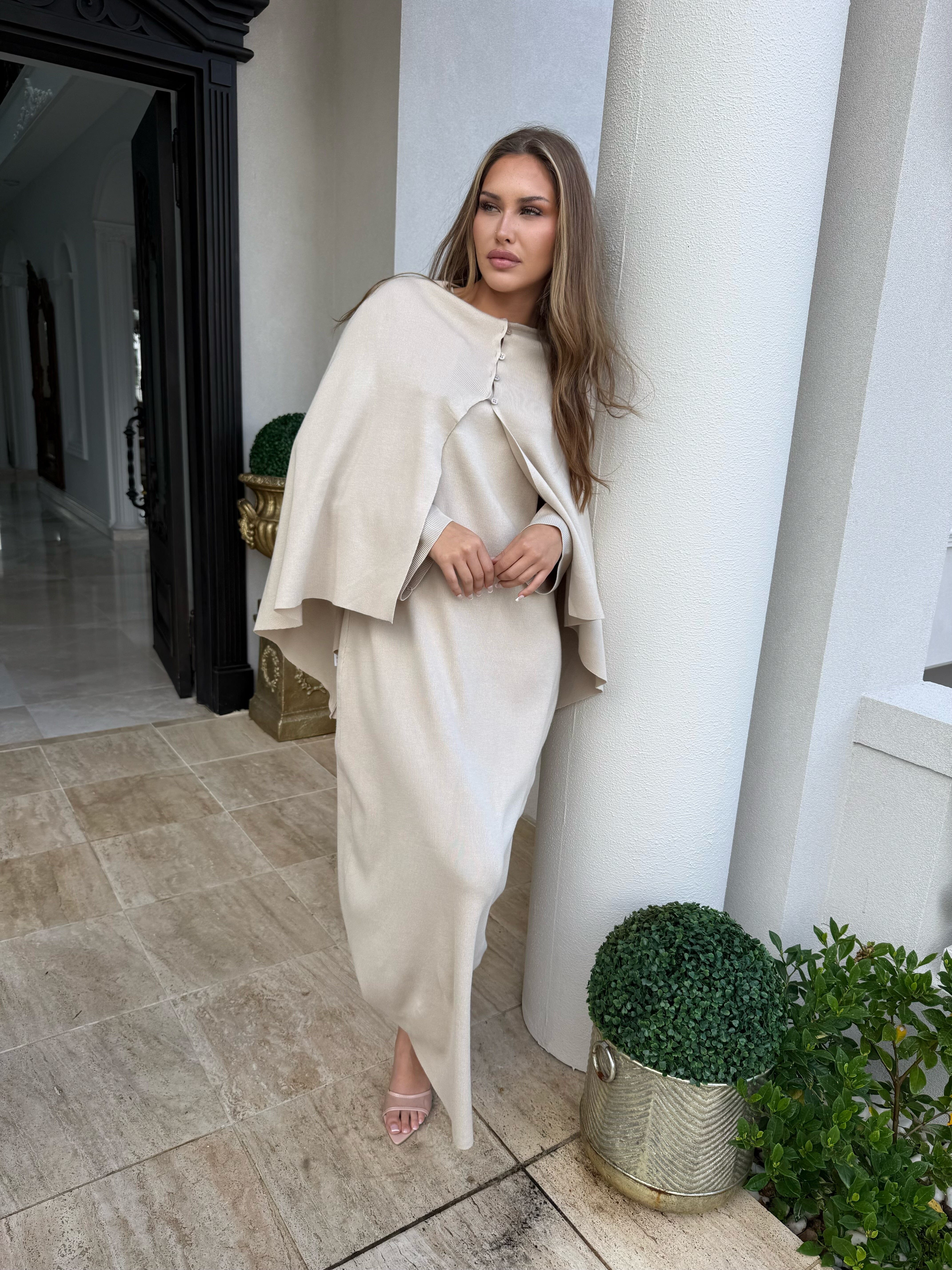 Poncho Knit Dress Set