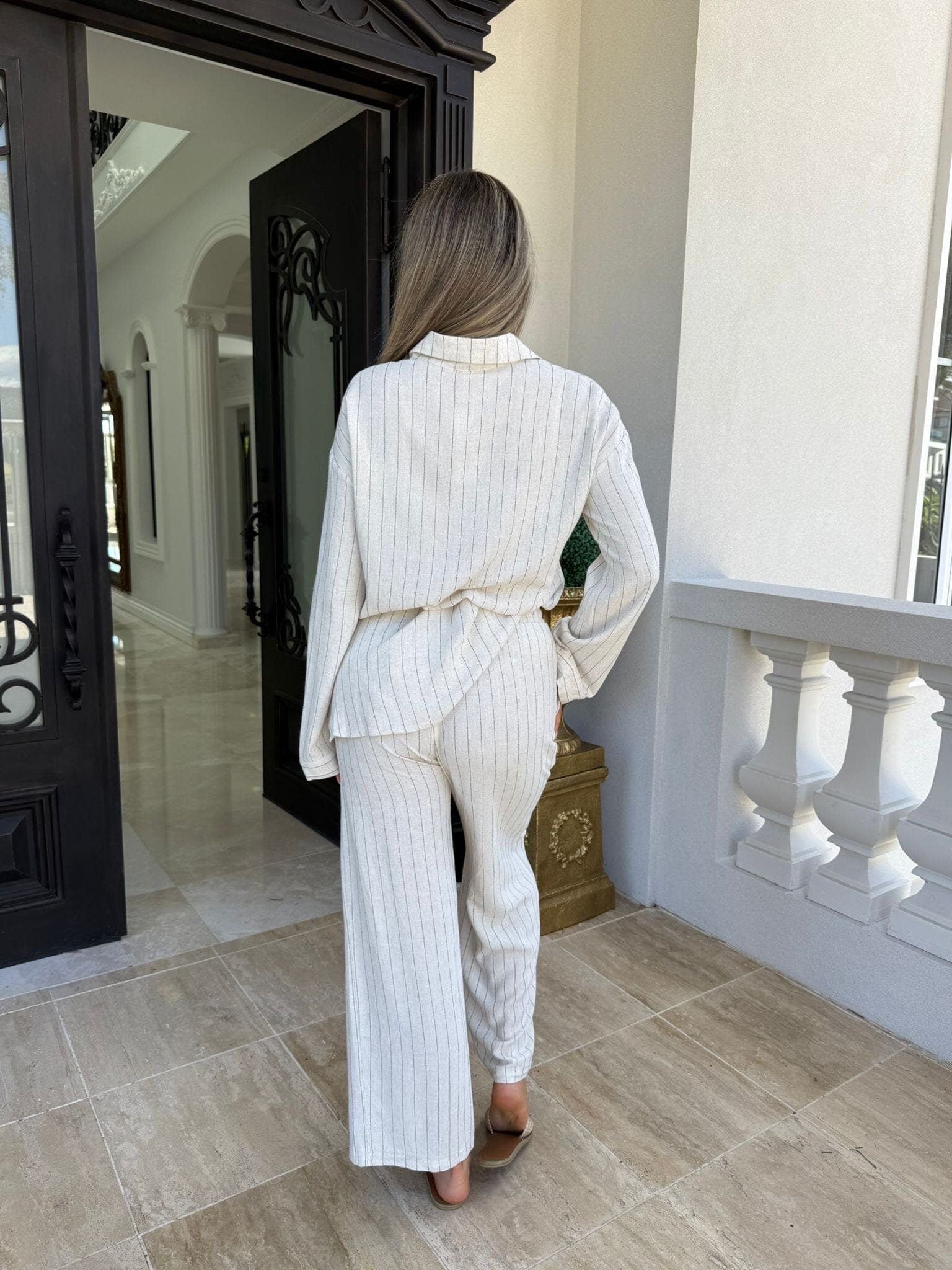 Pinstripe Linen Set