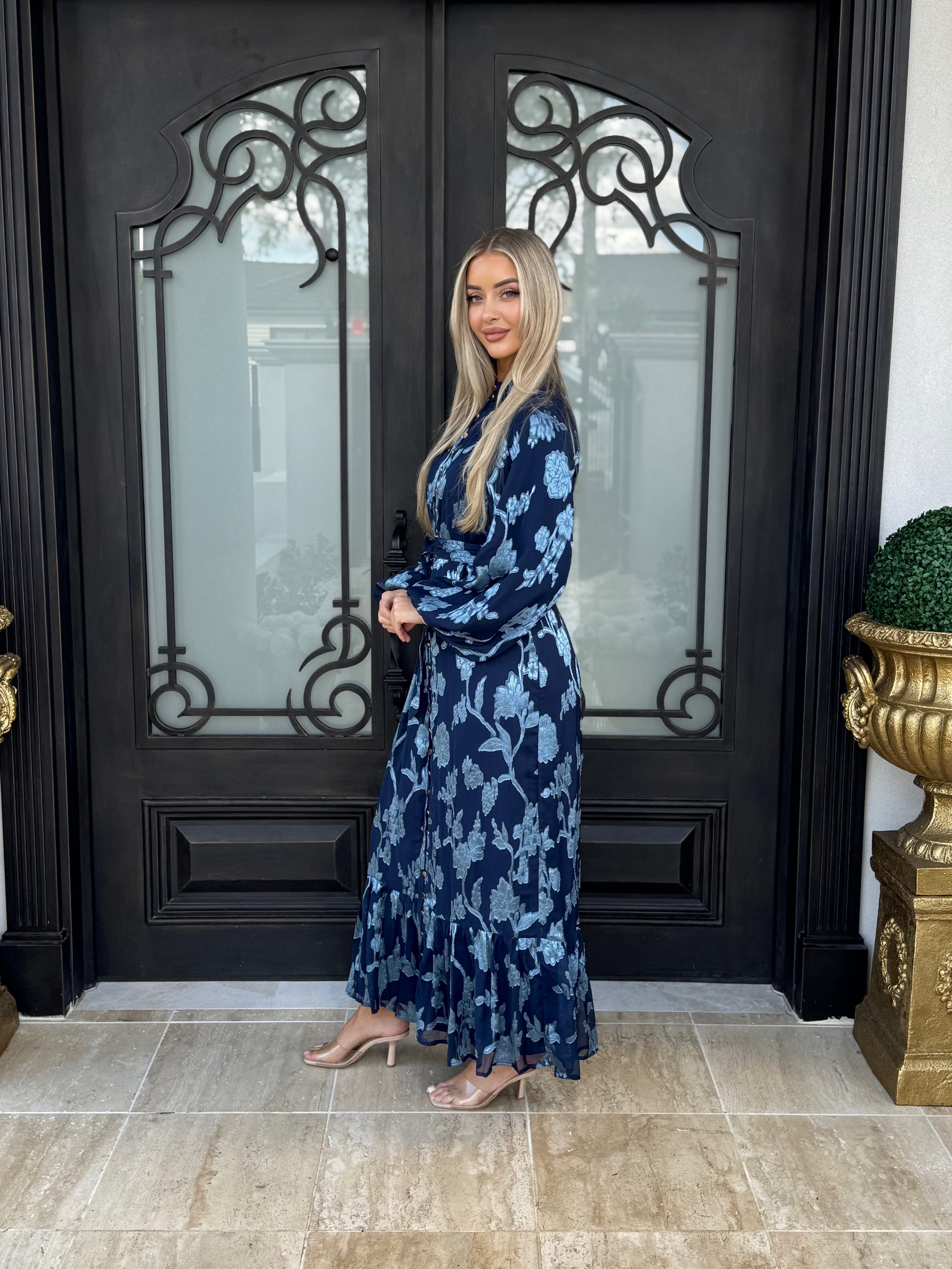 Navy Floral Dress