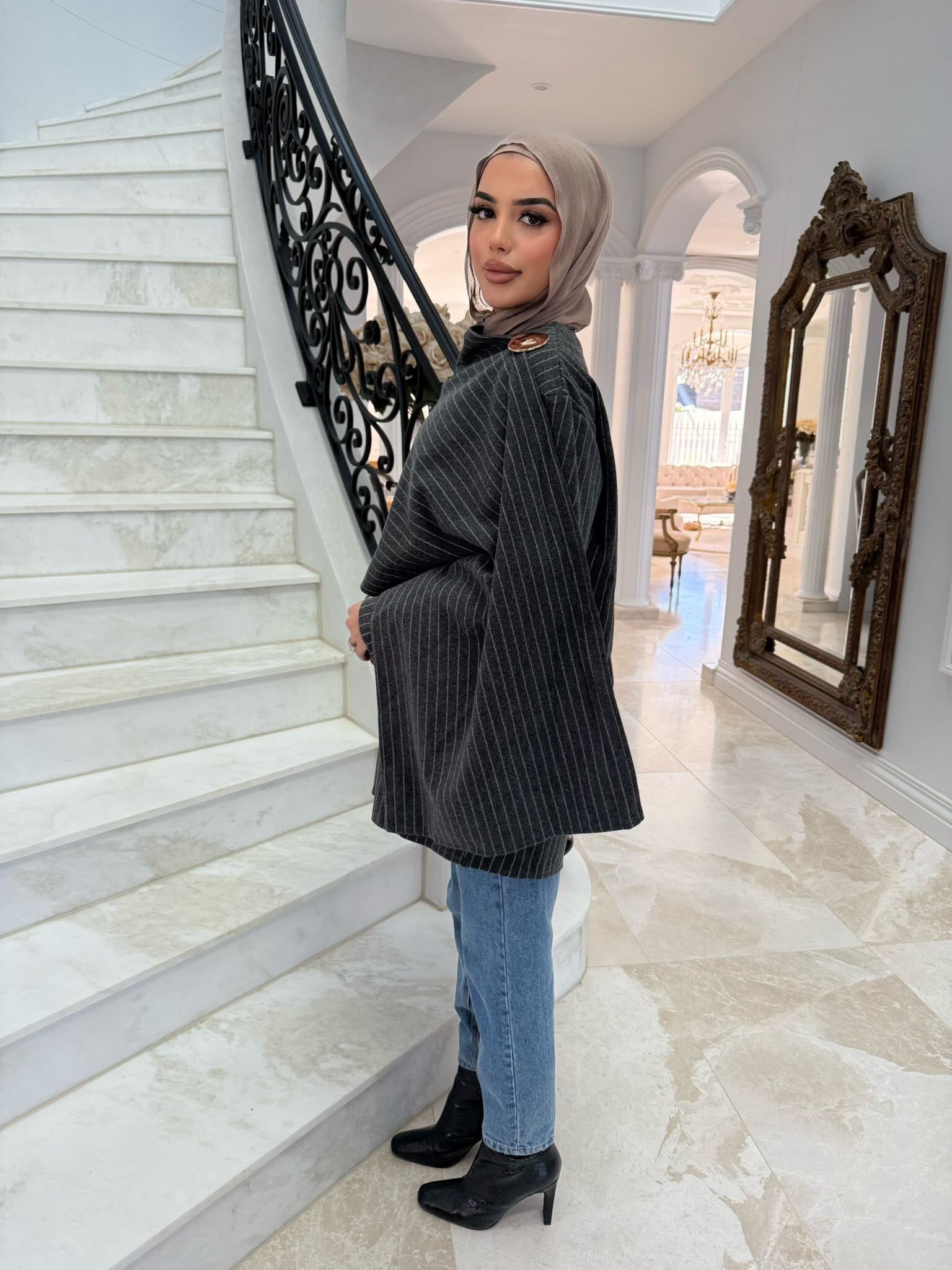 Stripe Shawl Coat