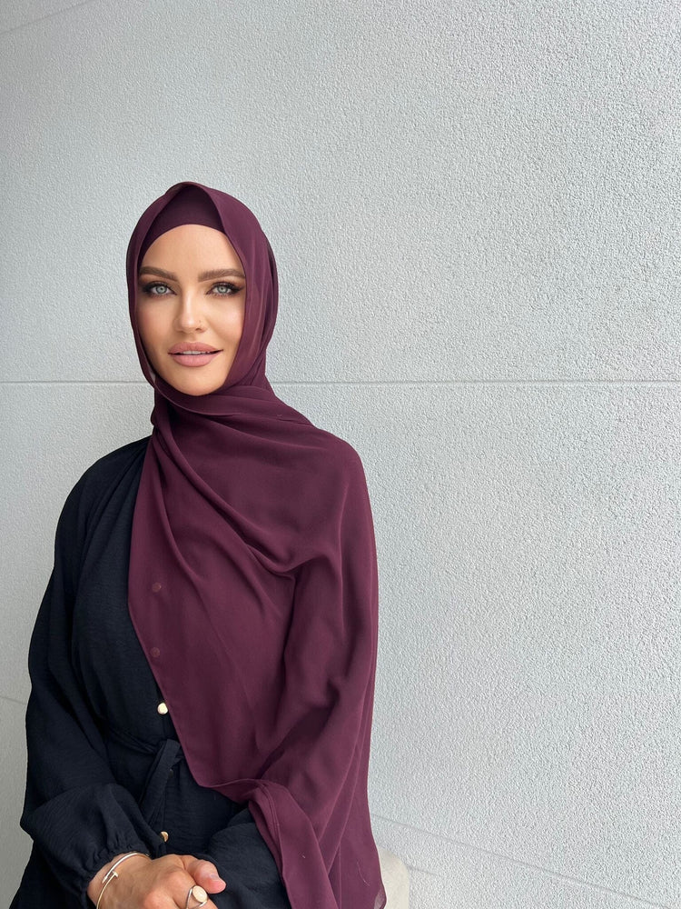 Plum Chiffon Hijab Set