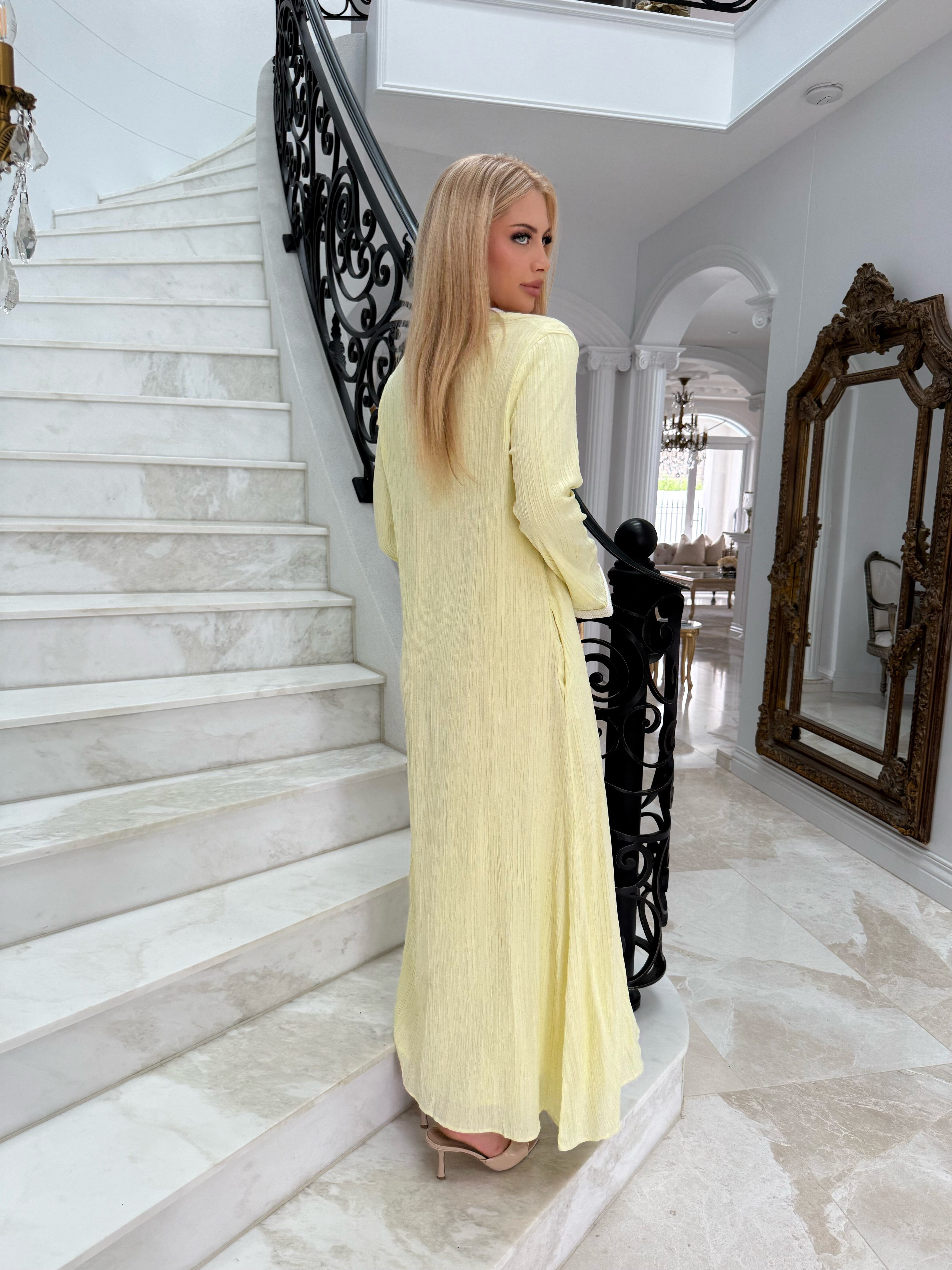 Trimmed Crinkle Abaya