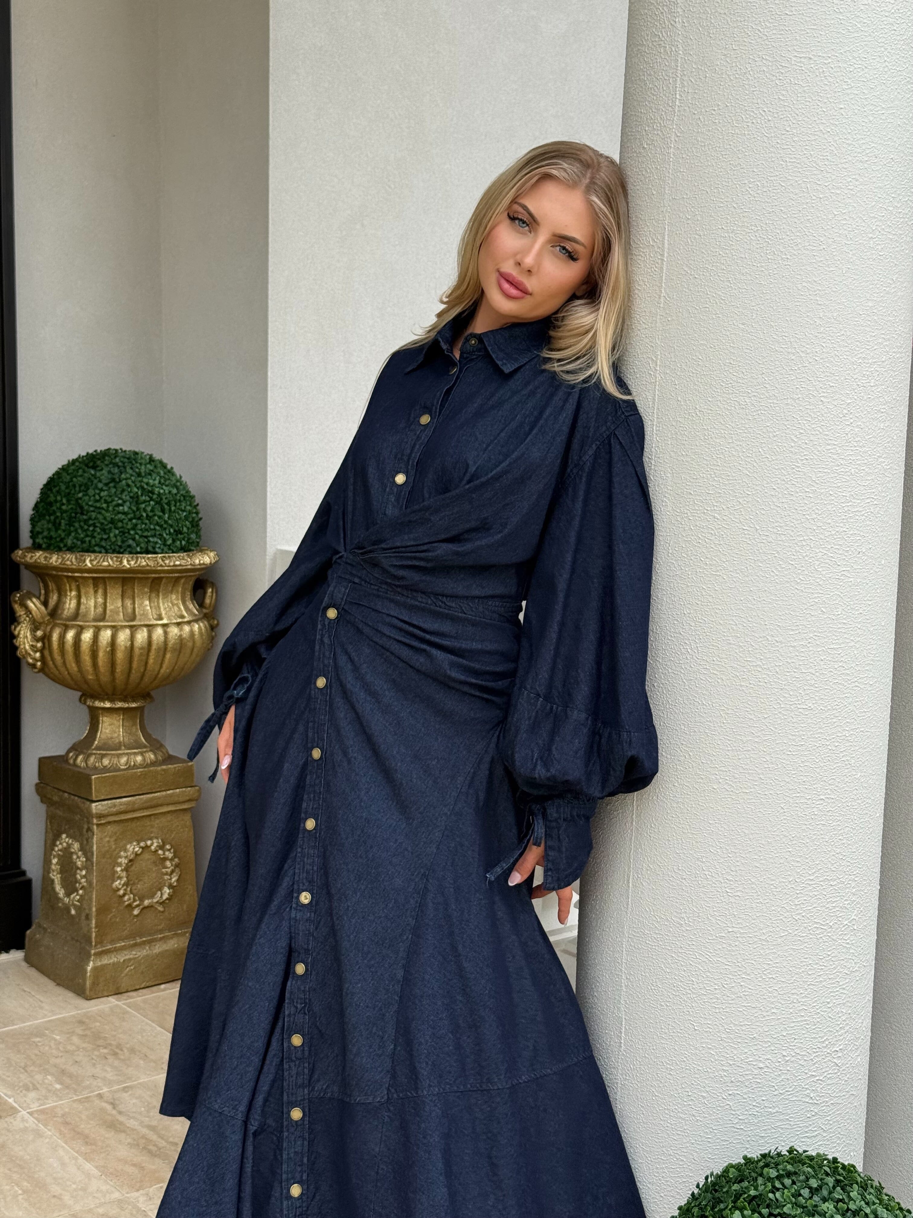 Dark Denim Wrap Dress