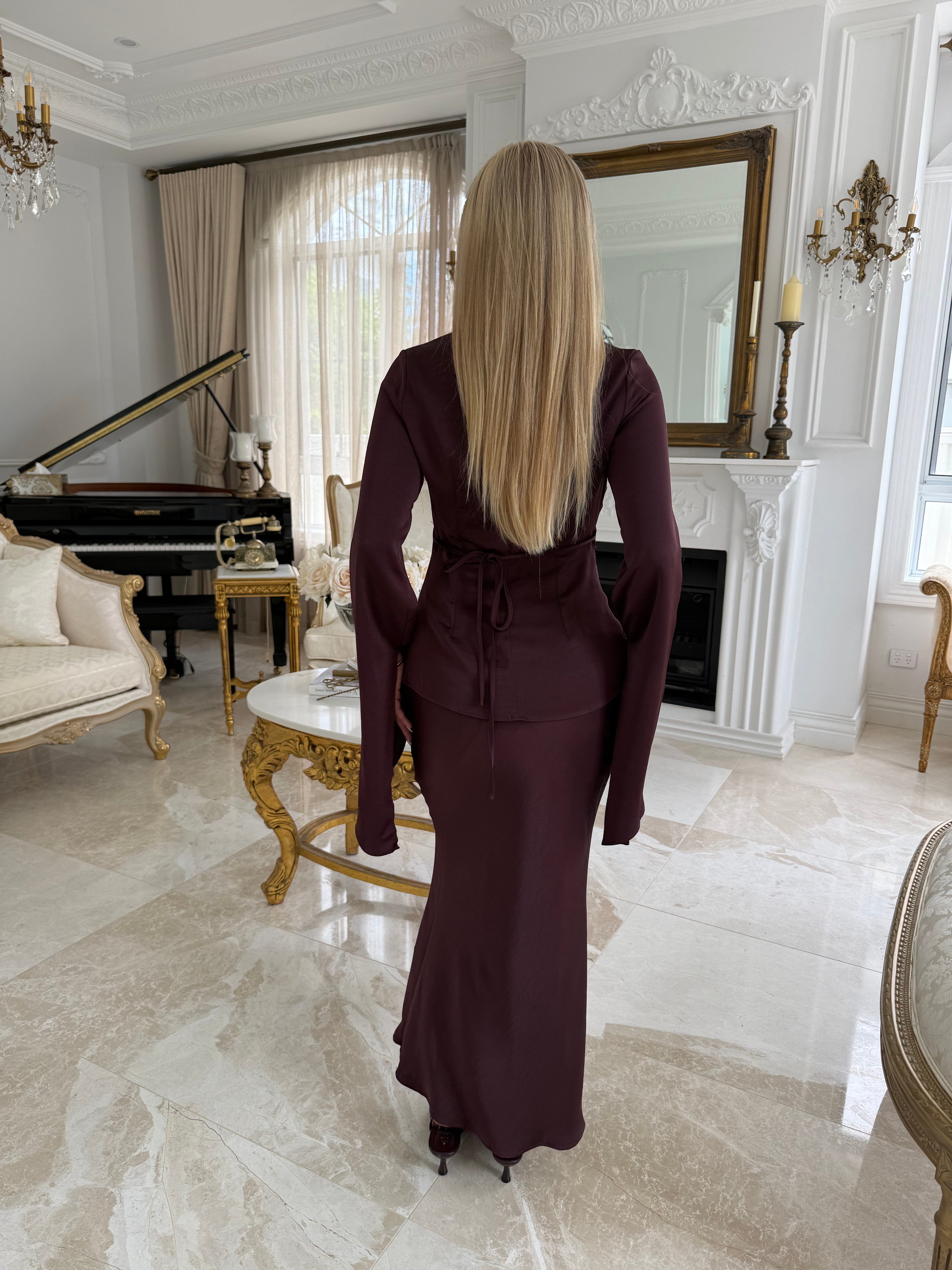 Layali Satin Bell Sleeve Set
