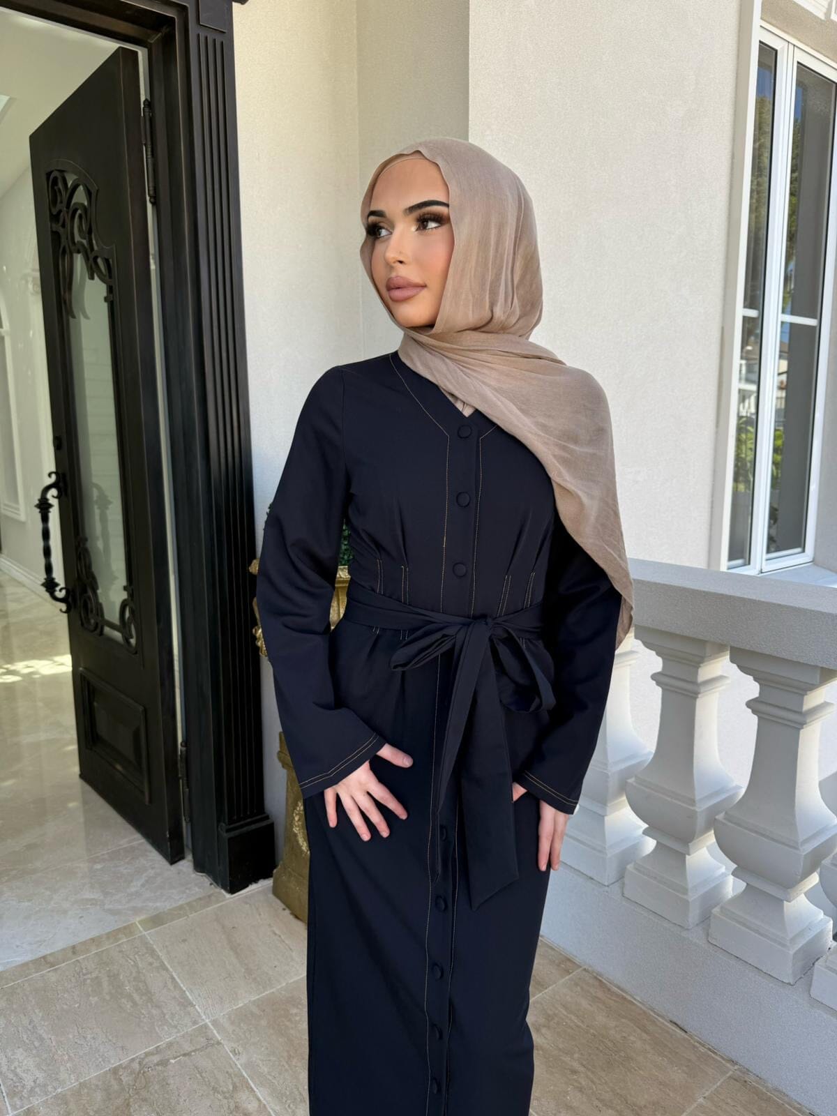 Contrast Tie Dress