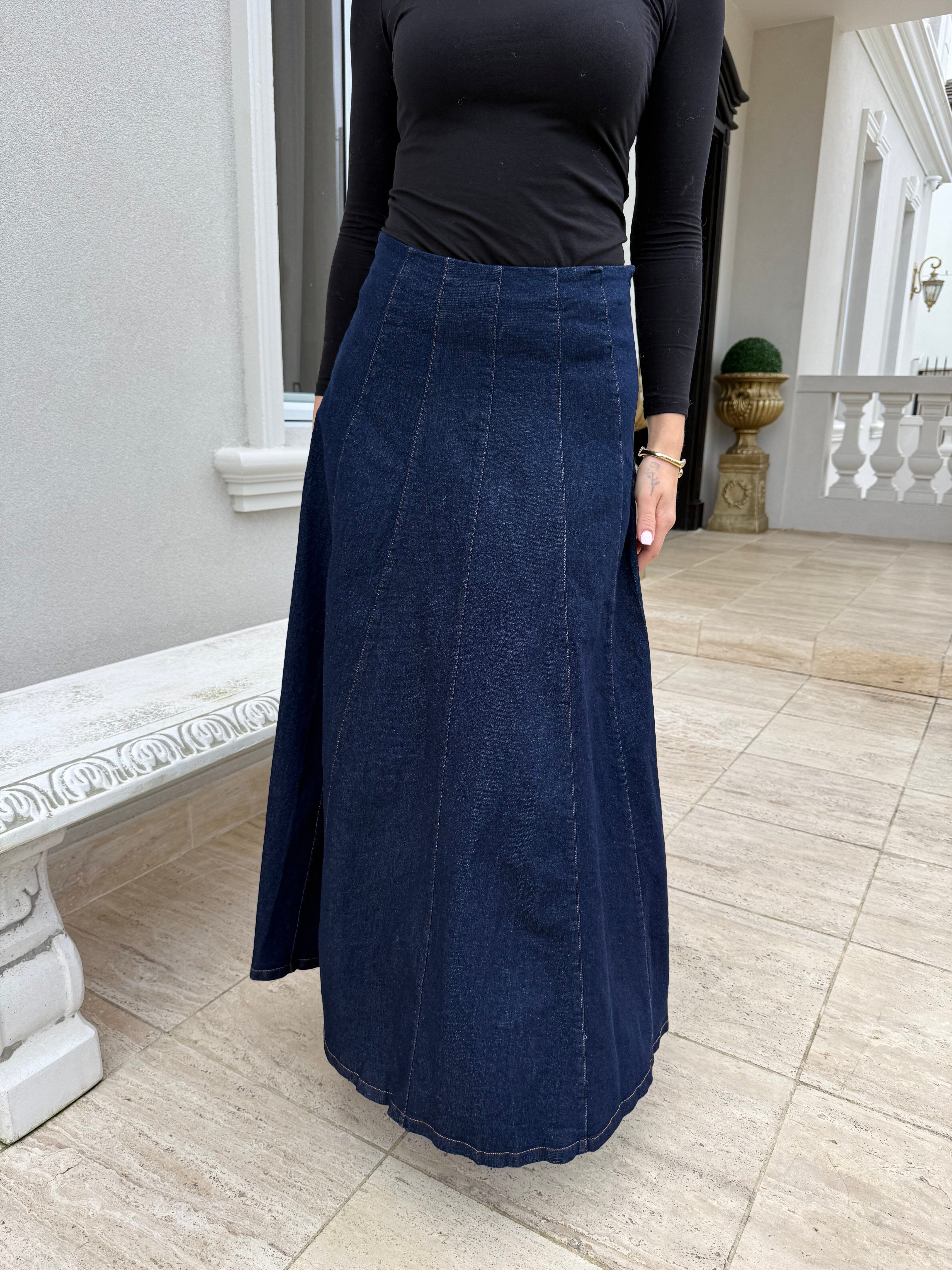 A-Line Pipping Denin Skirt