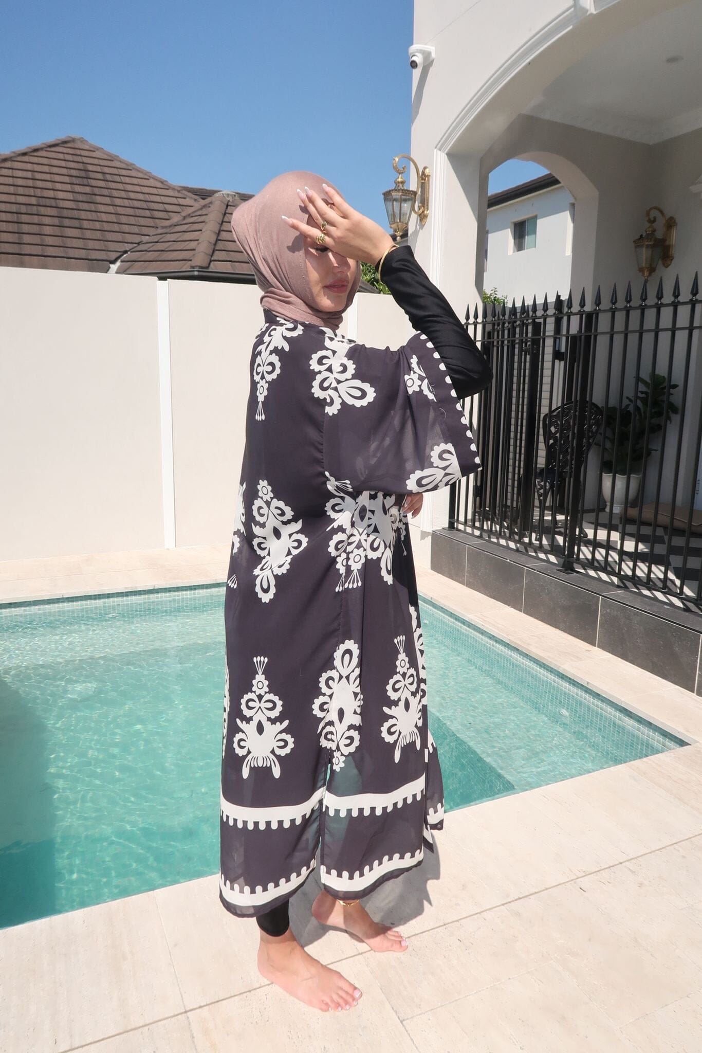 Monochrome Swim Kimono