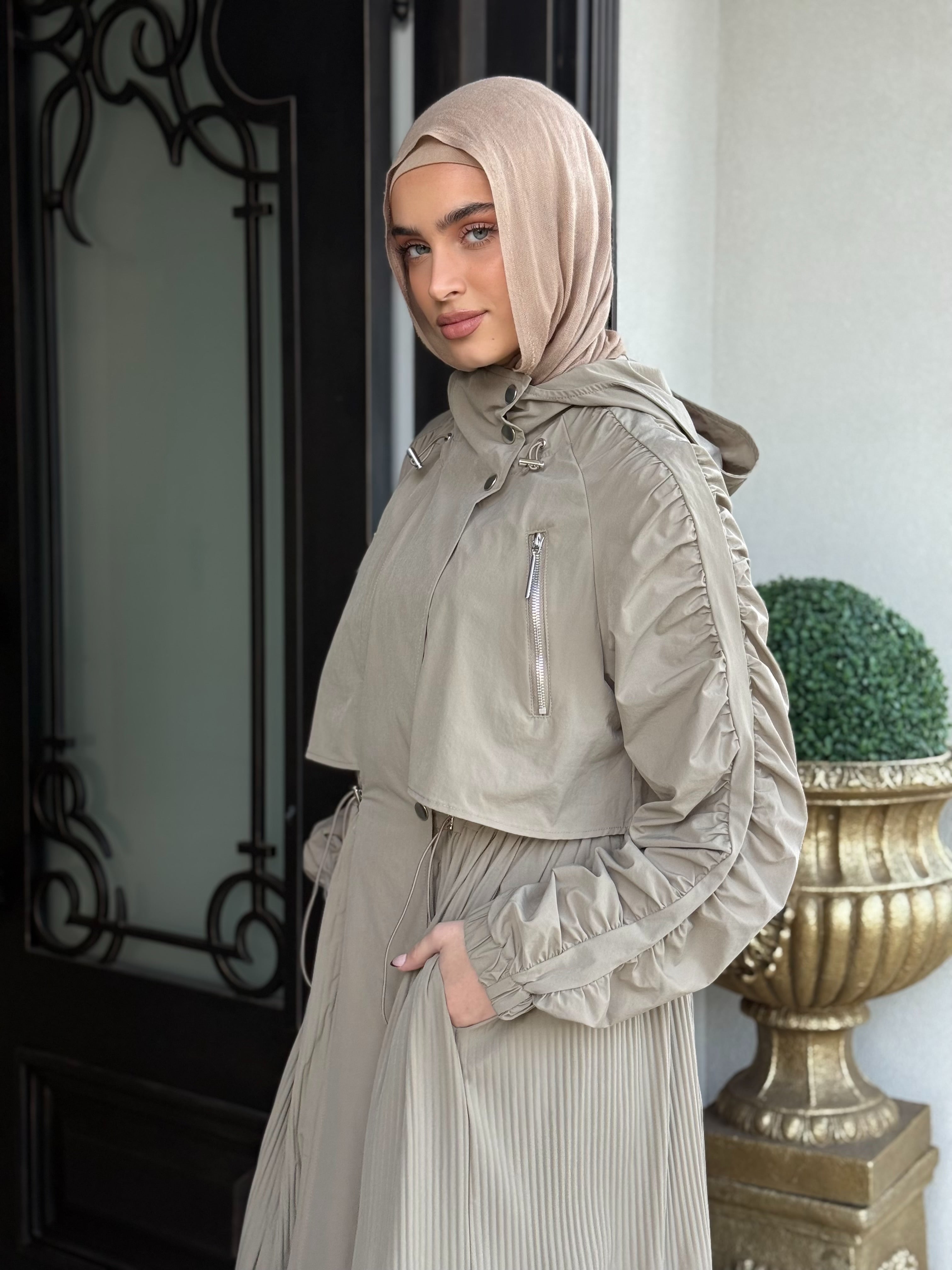 Pleated Draw-String Trench