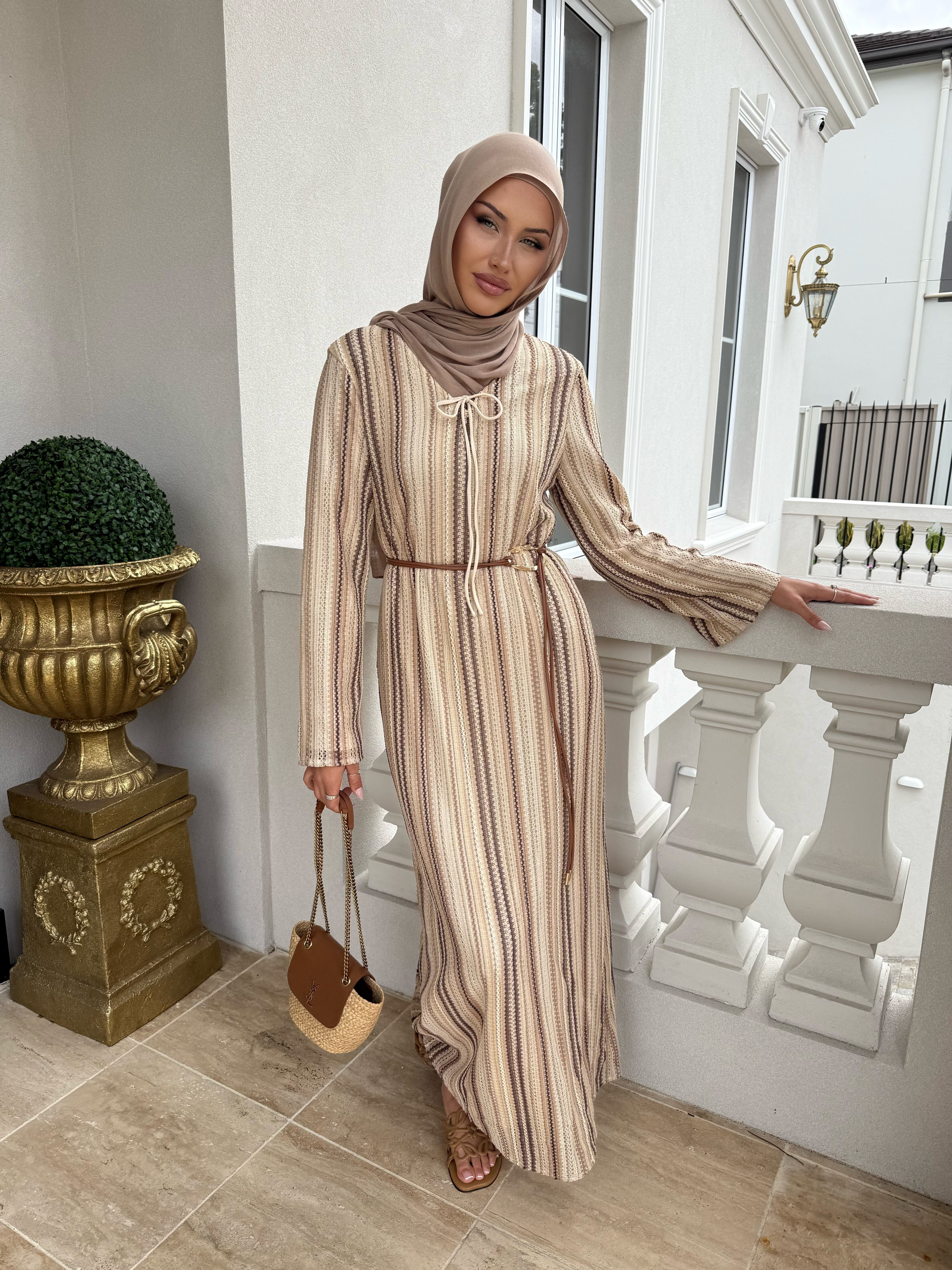 Tan Crochet Maxi