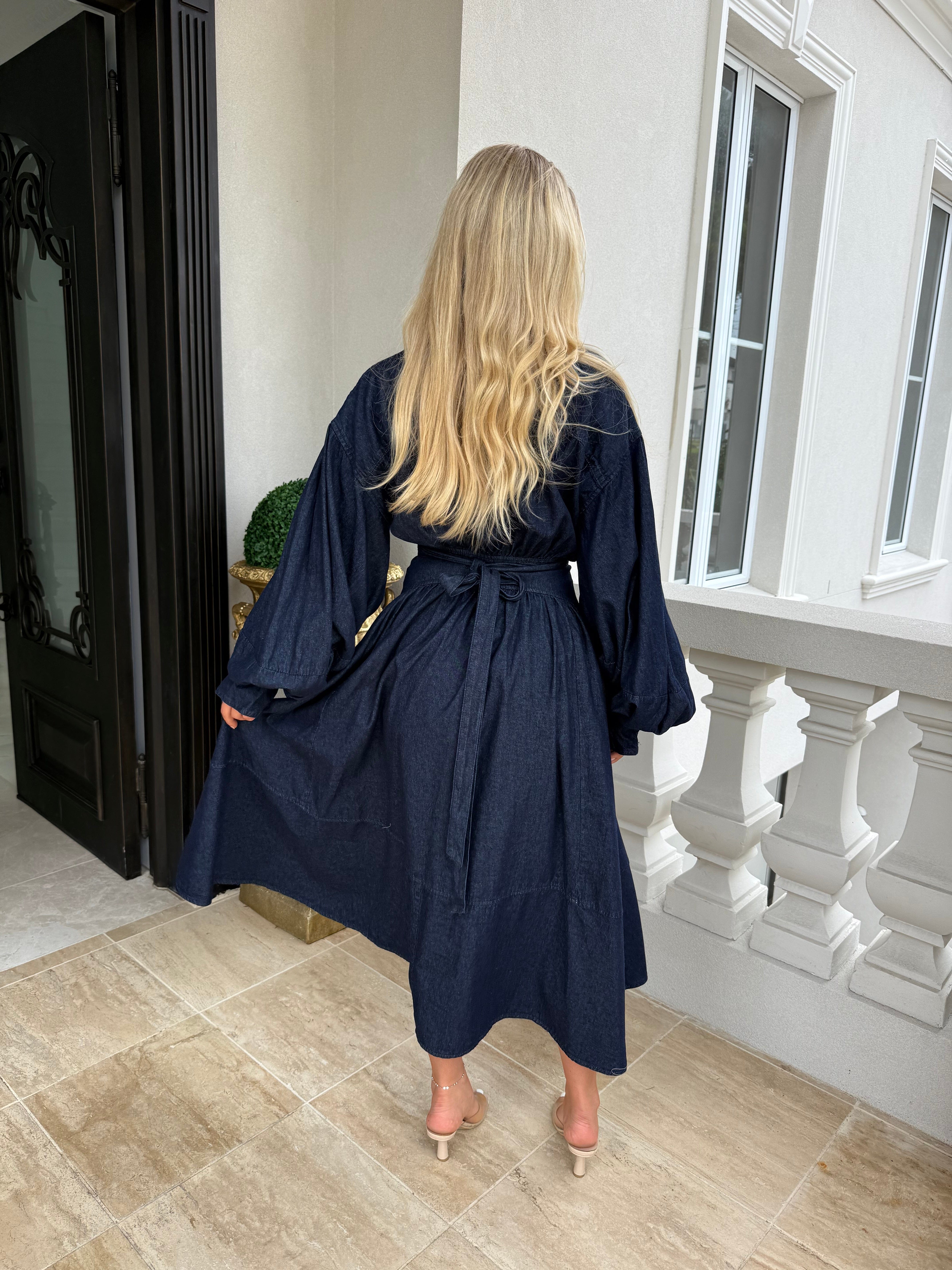 Dark Denim Wrap Dress