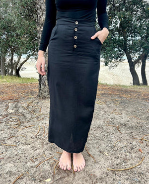 Linen Button Skirt