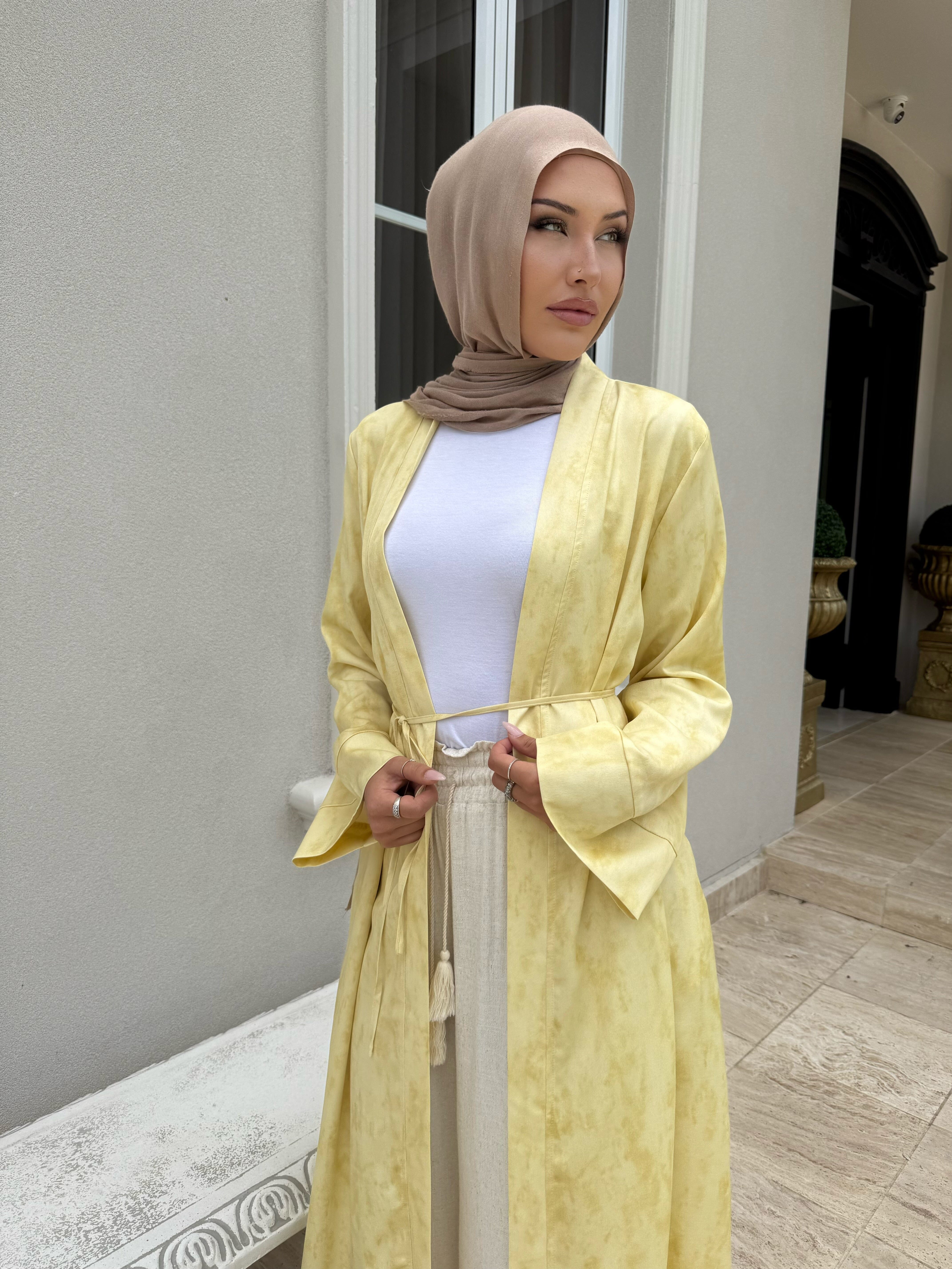 Satin Textured Open Abaya