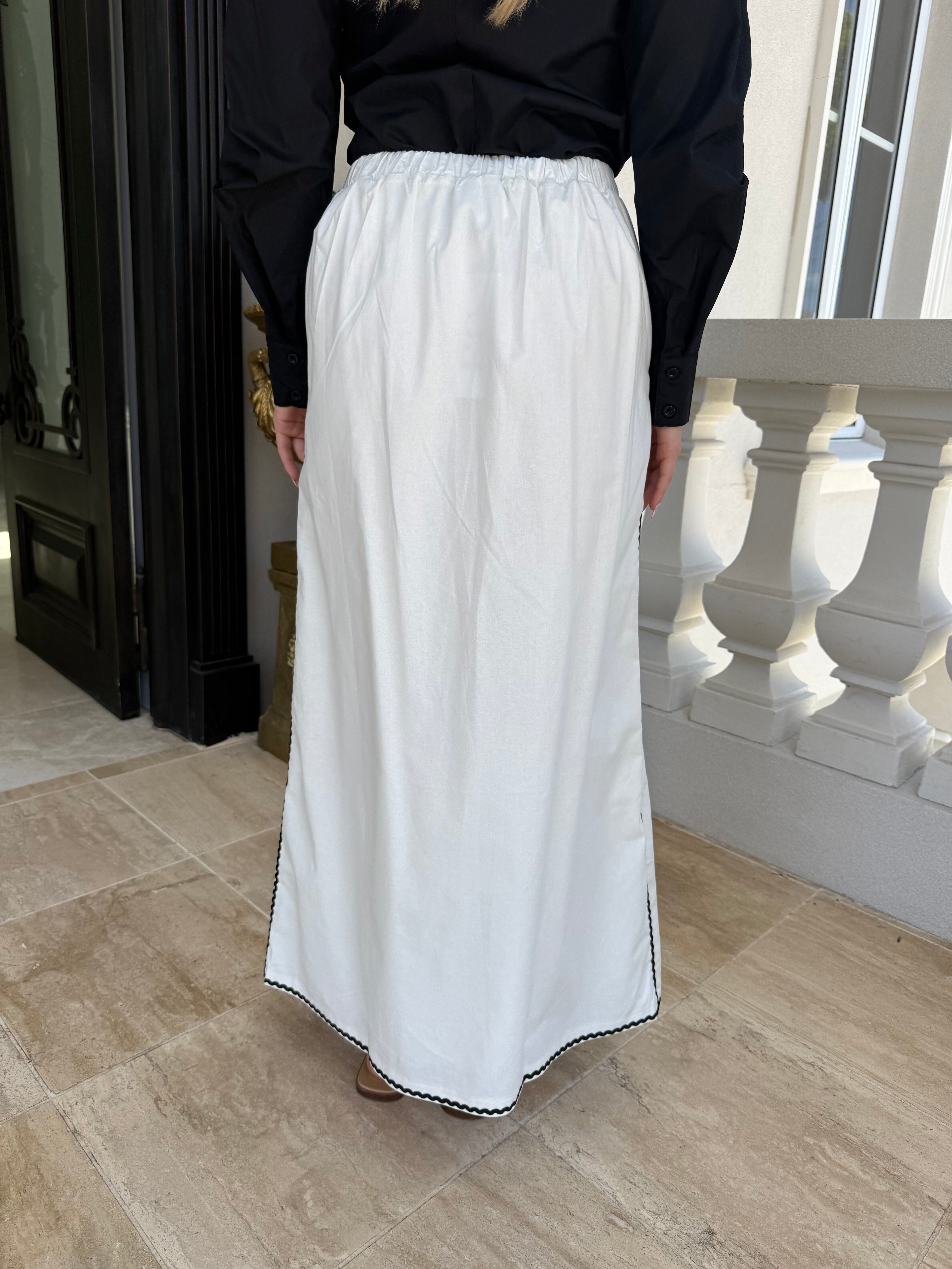 Trimmed Linen Skirt