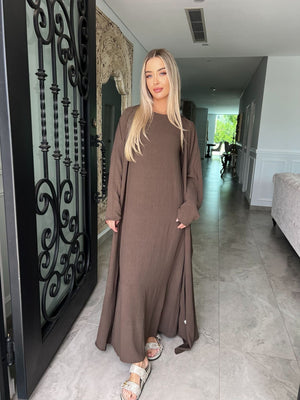 Khaki Brown Abaya Set