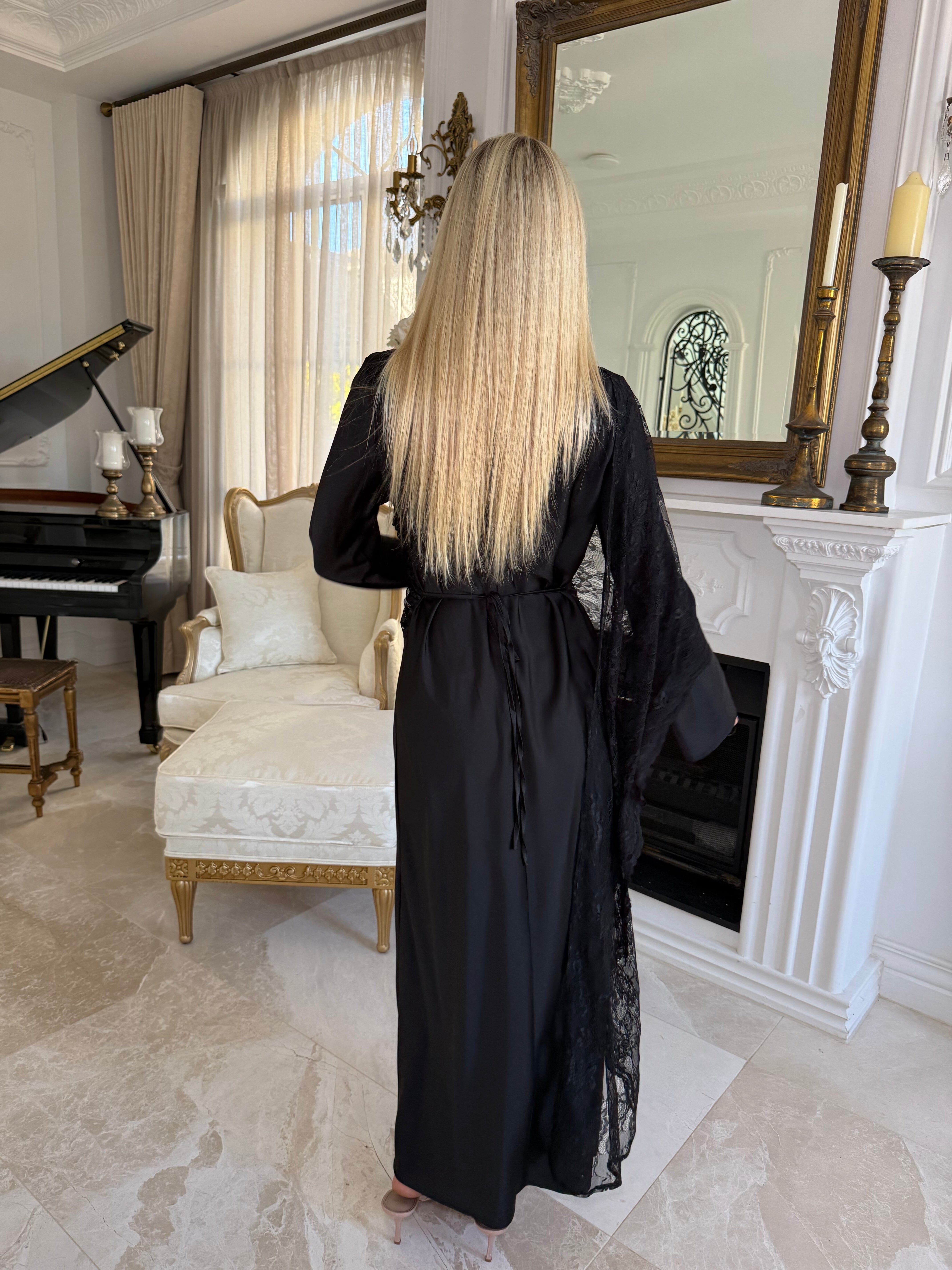 Satin Lace Throw Gown