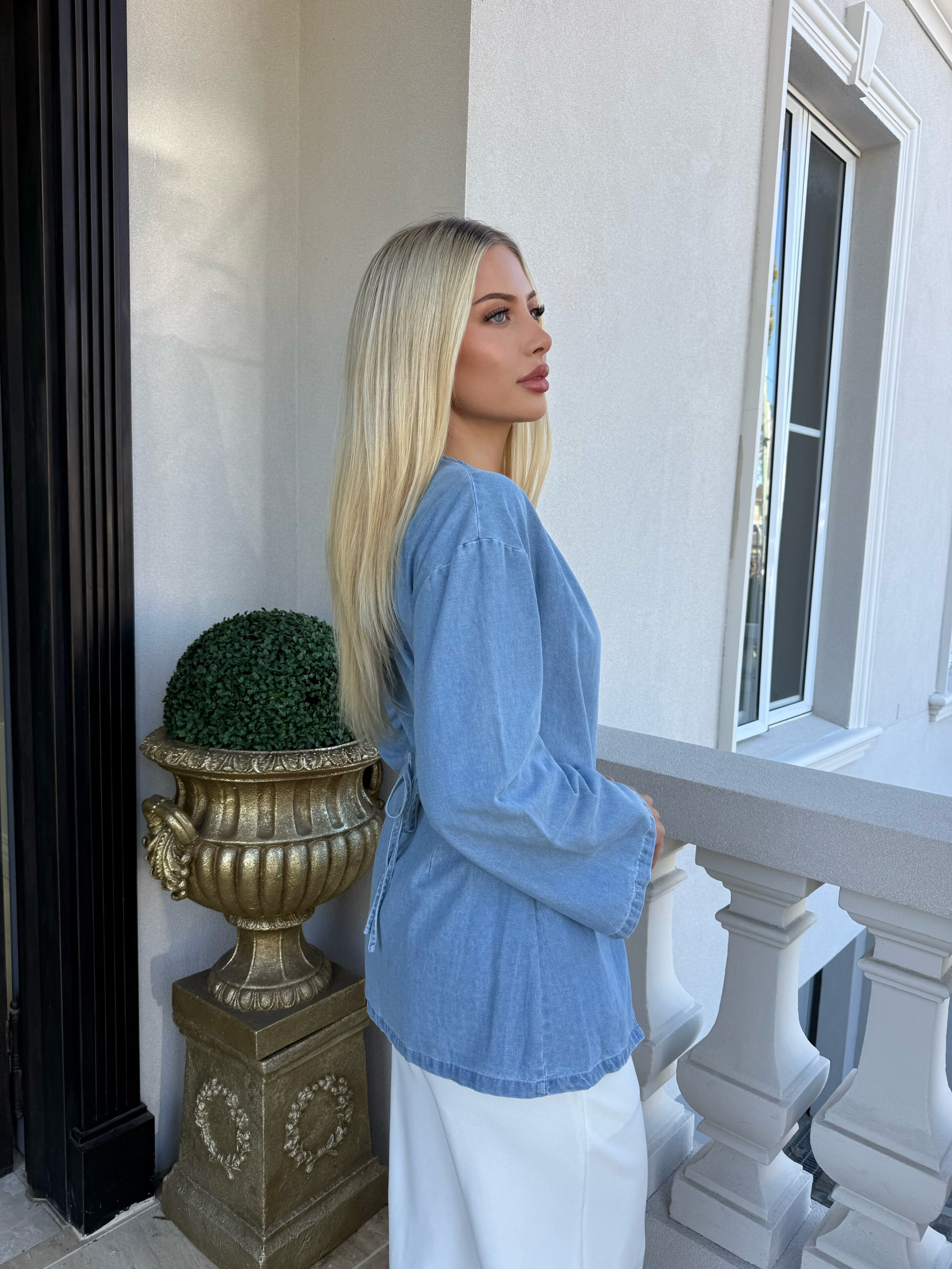 Denim Wrap Bloue