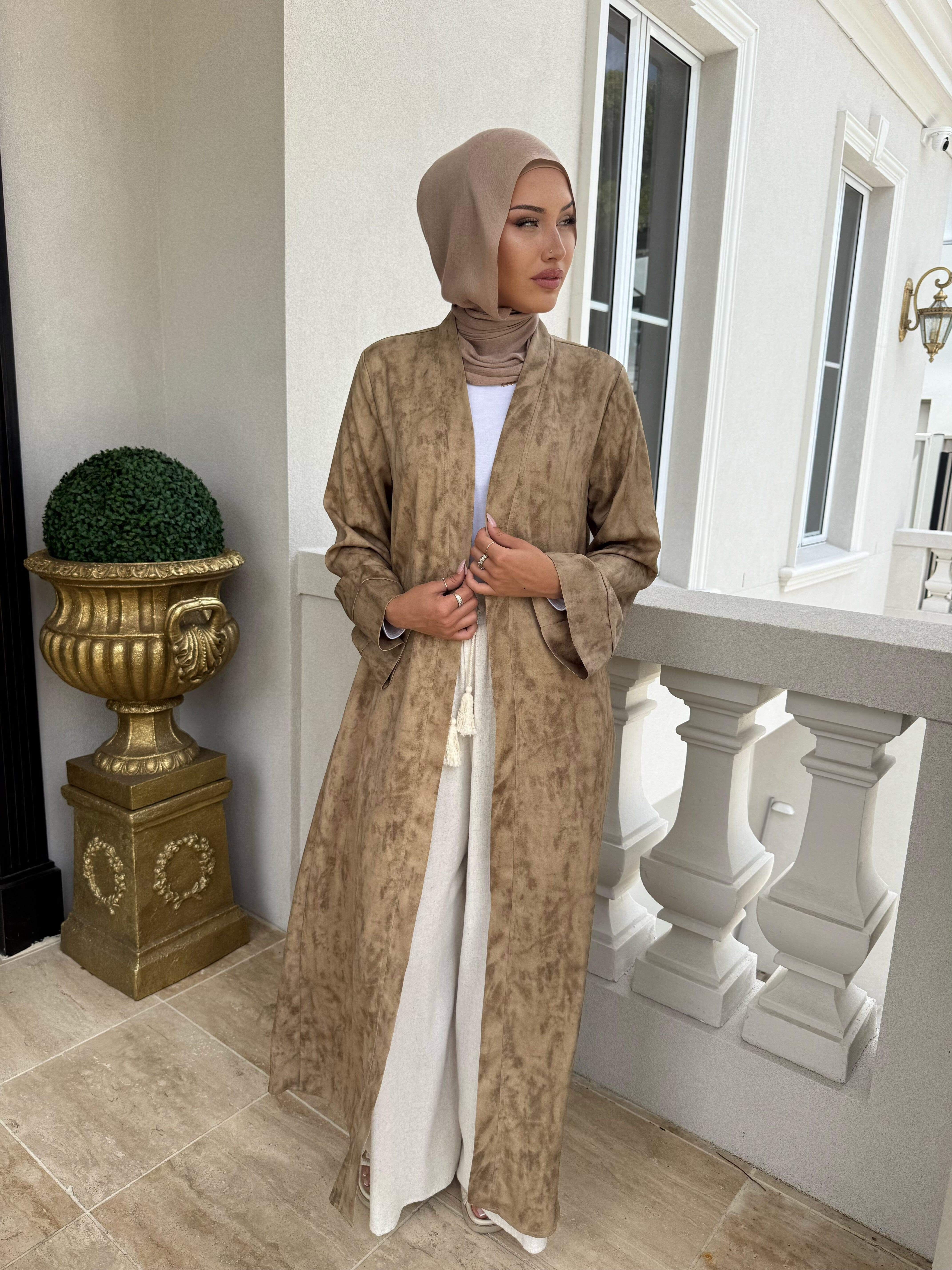 Satin Textured Open Abaya