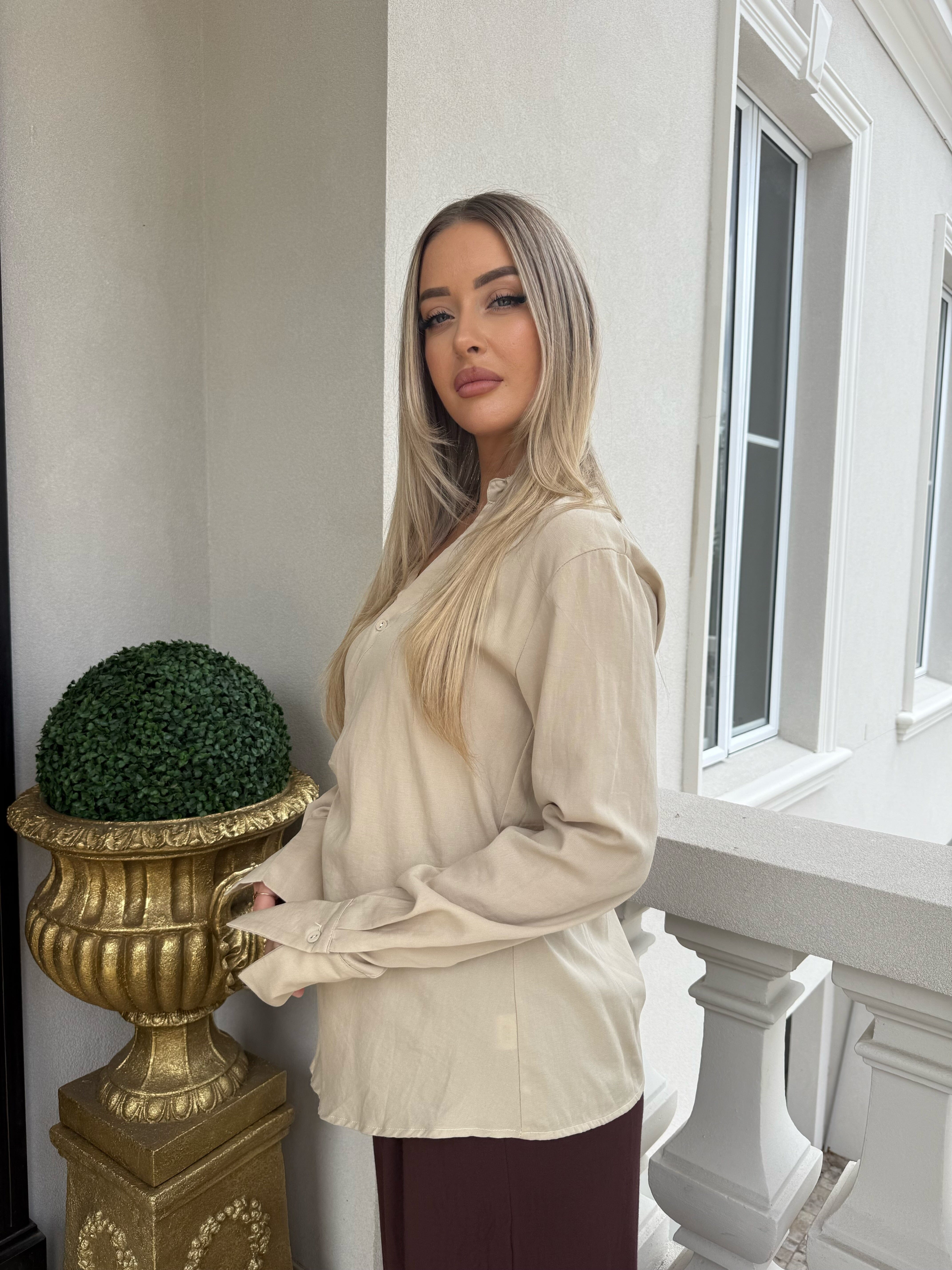 Cross Over Linen Blouse