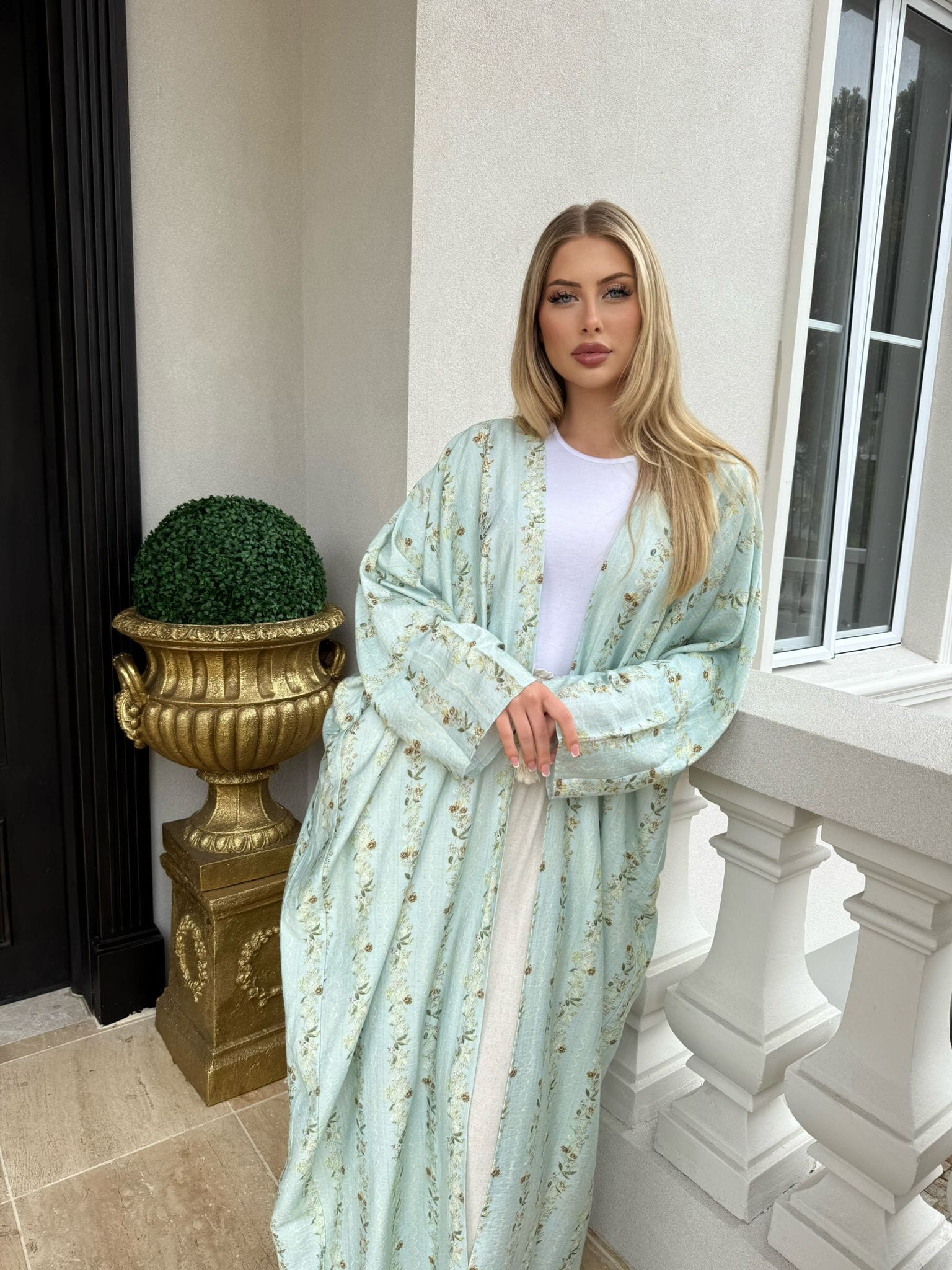 Mint Mini Rose Abaya