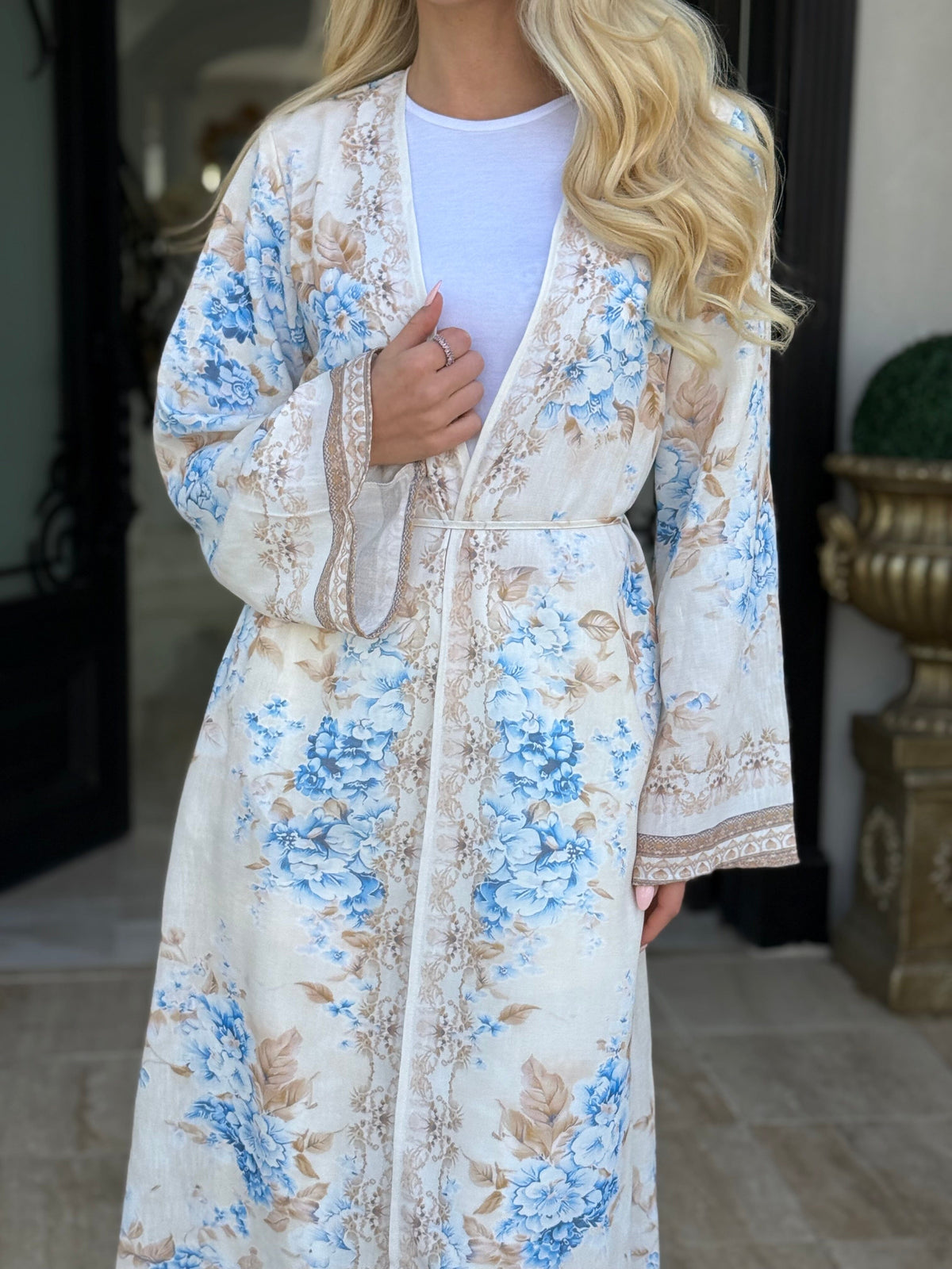 Blossom Blue Open Abaya