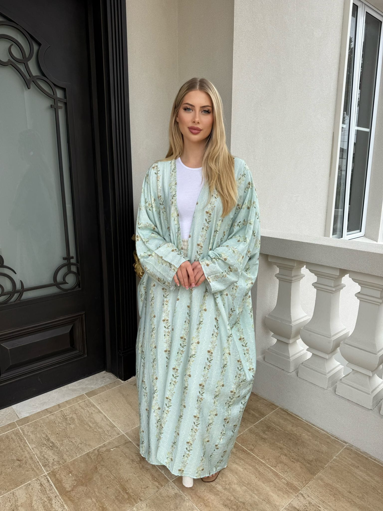 Mint Mini Rose Abaya