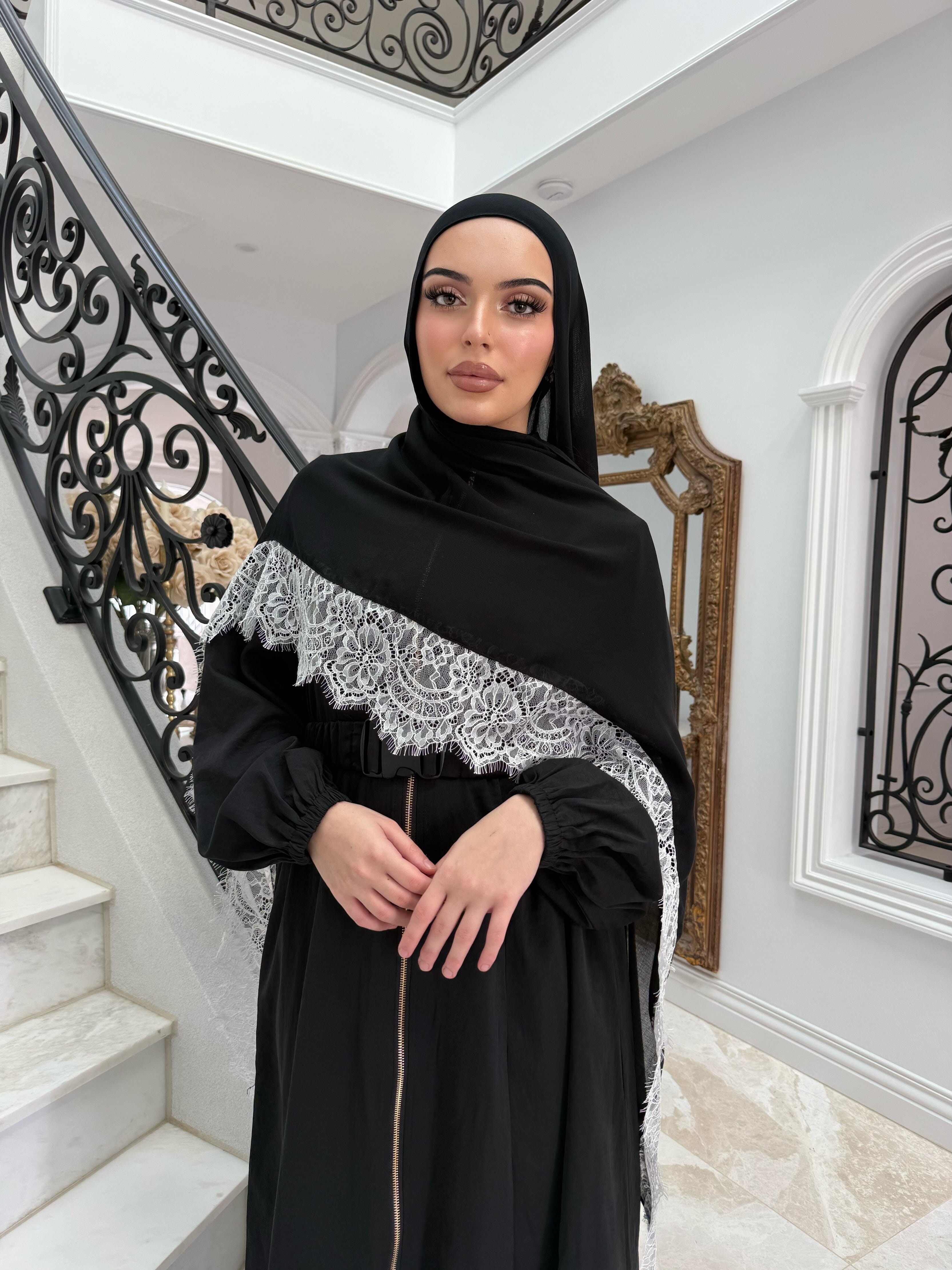 Monochrome Lace Modal Shawl