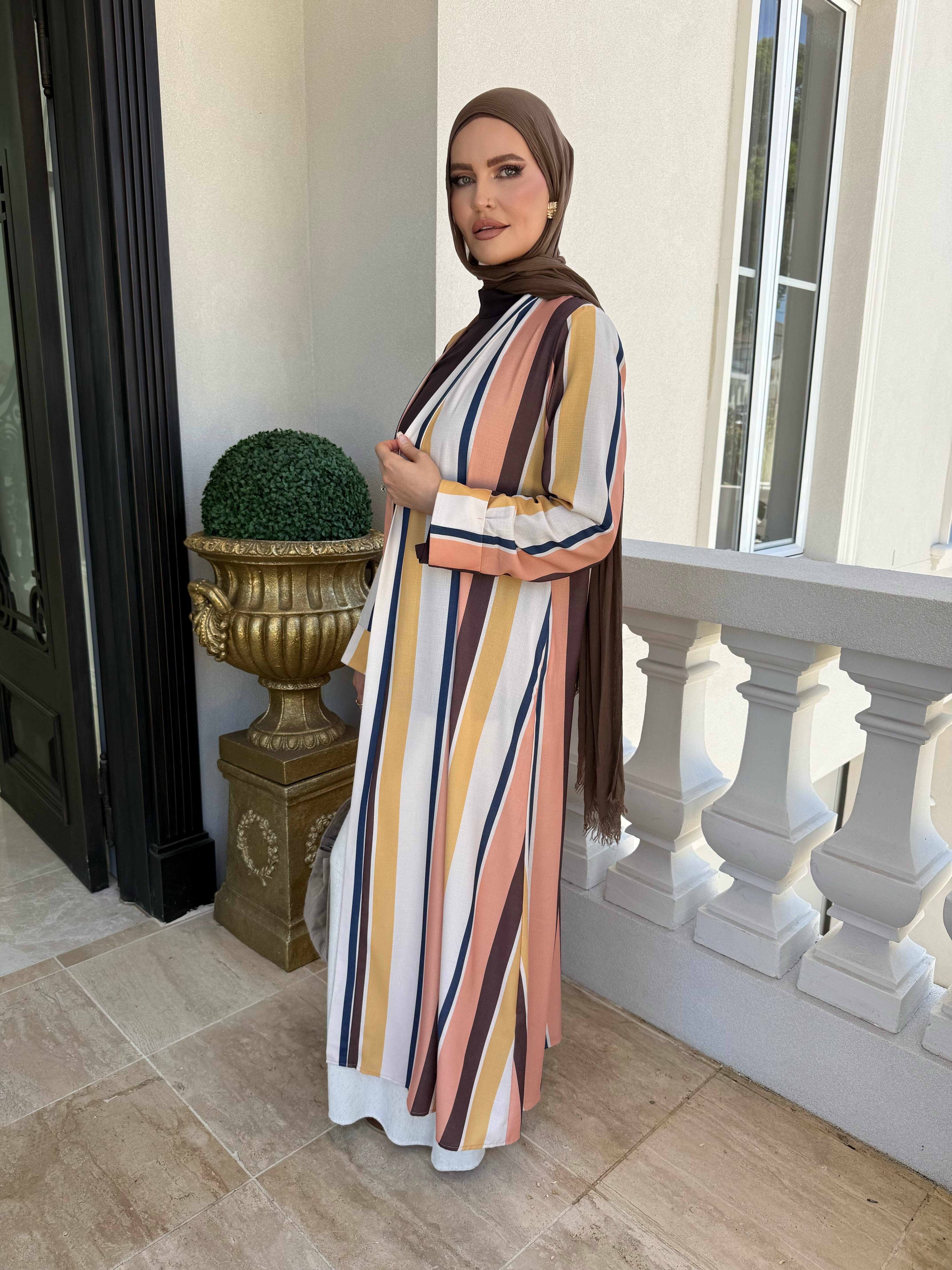 Summer Stripe Open Abaya