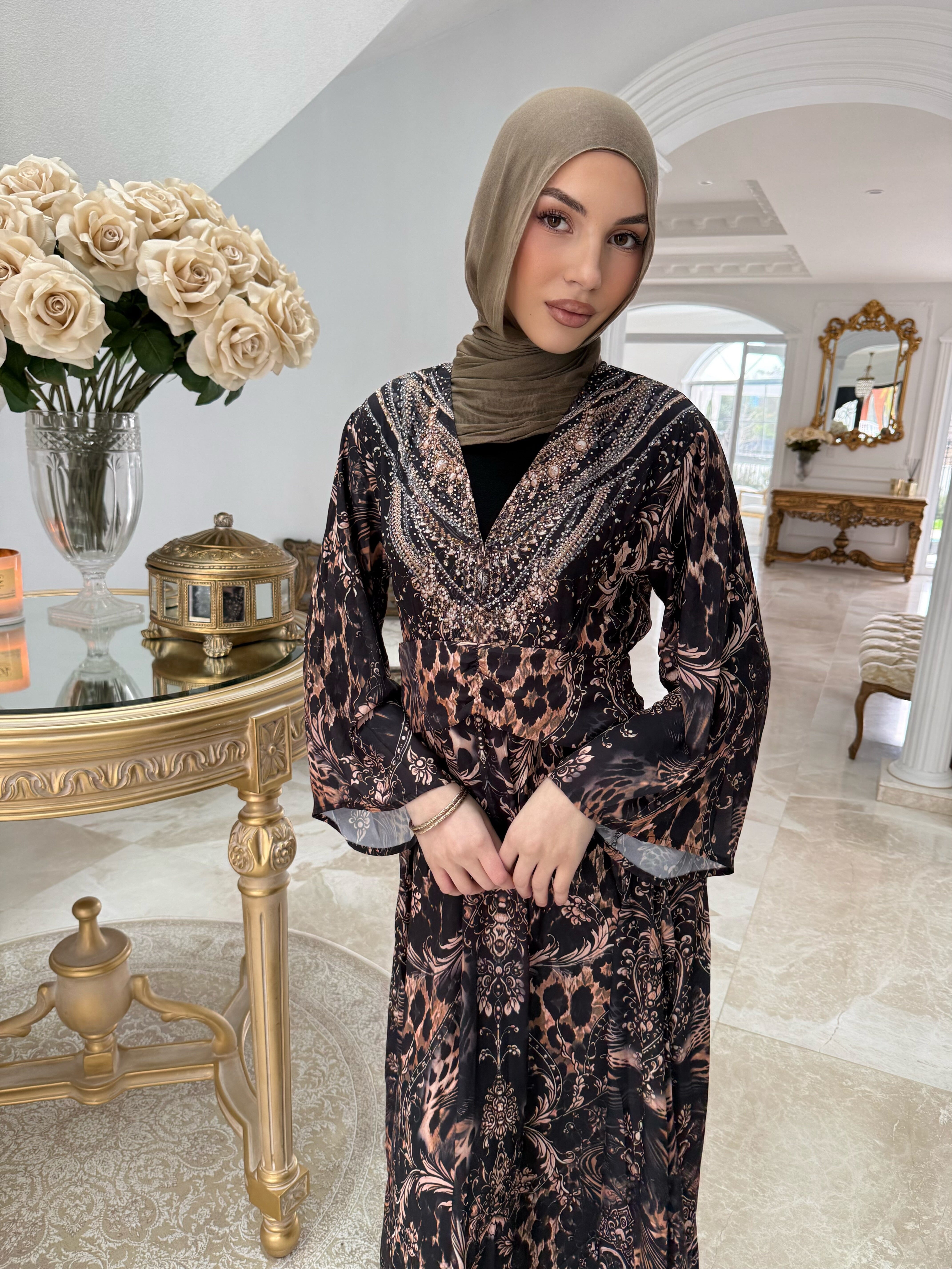 Cheetah Beaded Dress