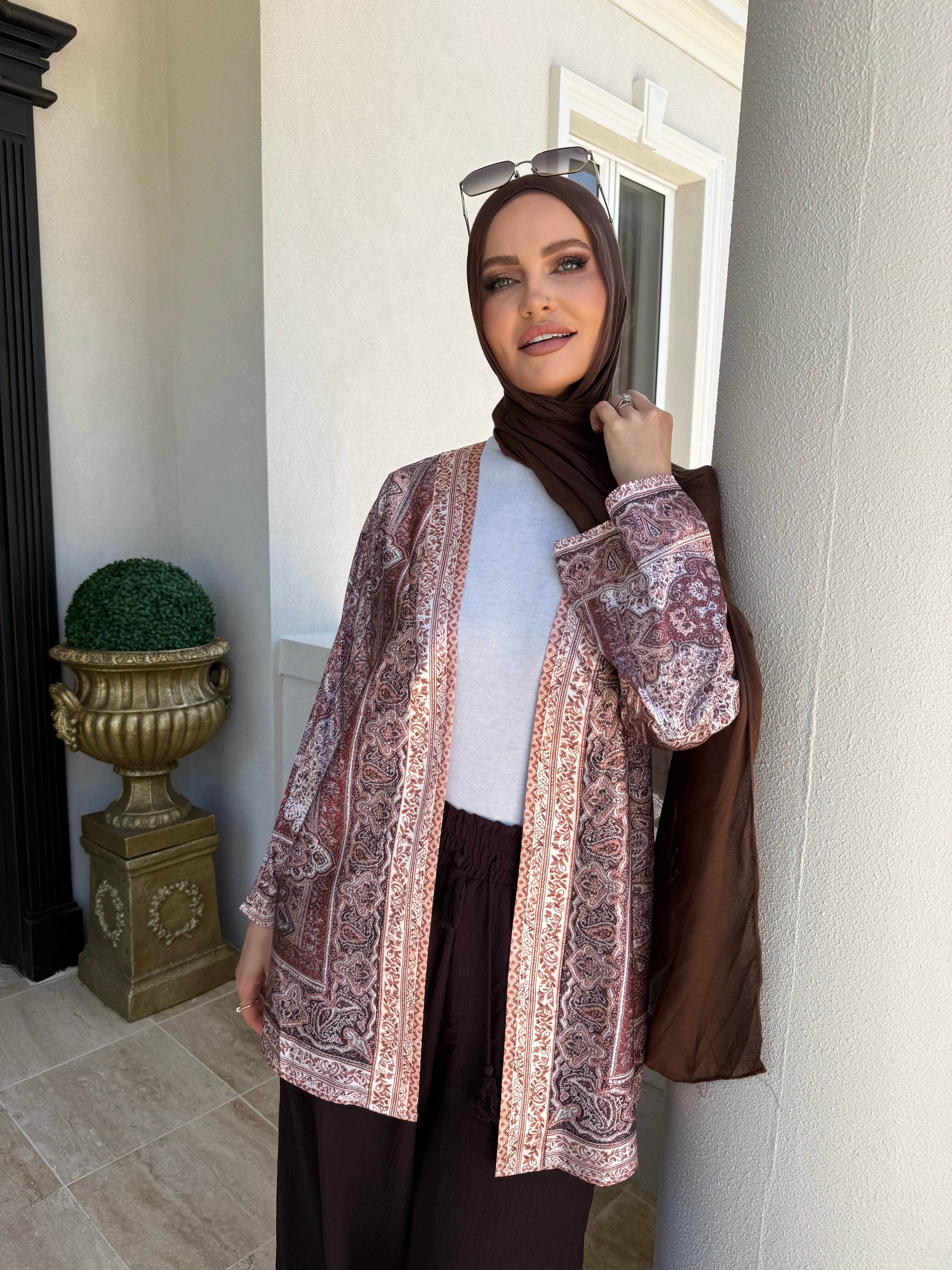 Pashmina Rust Satin Caridgan