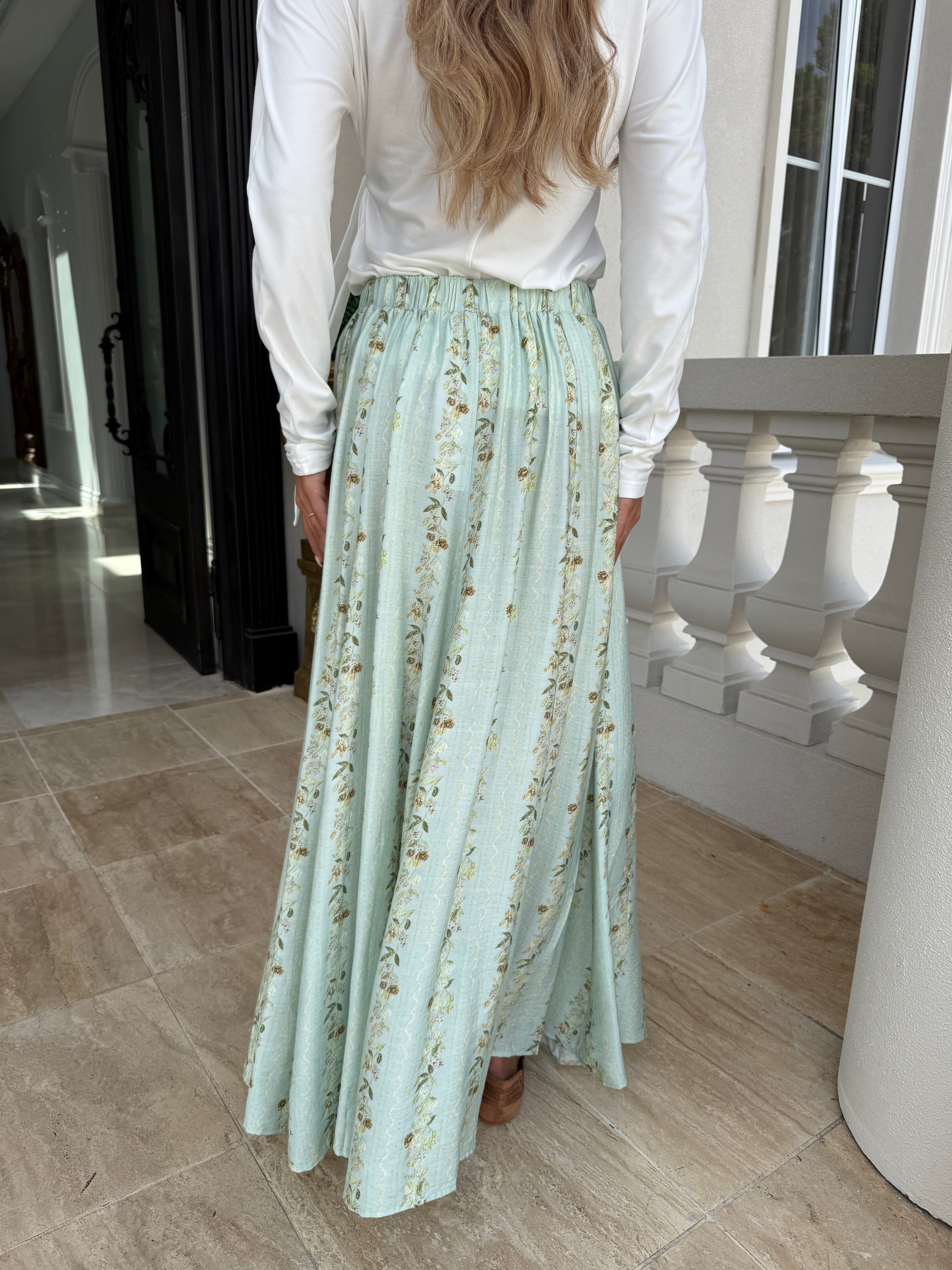 Mint Floral Skirt
