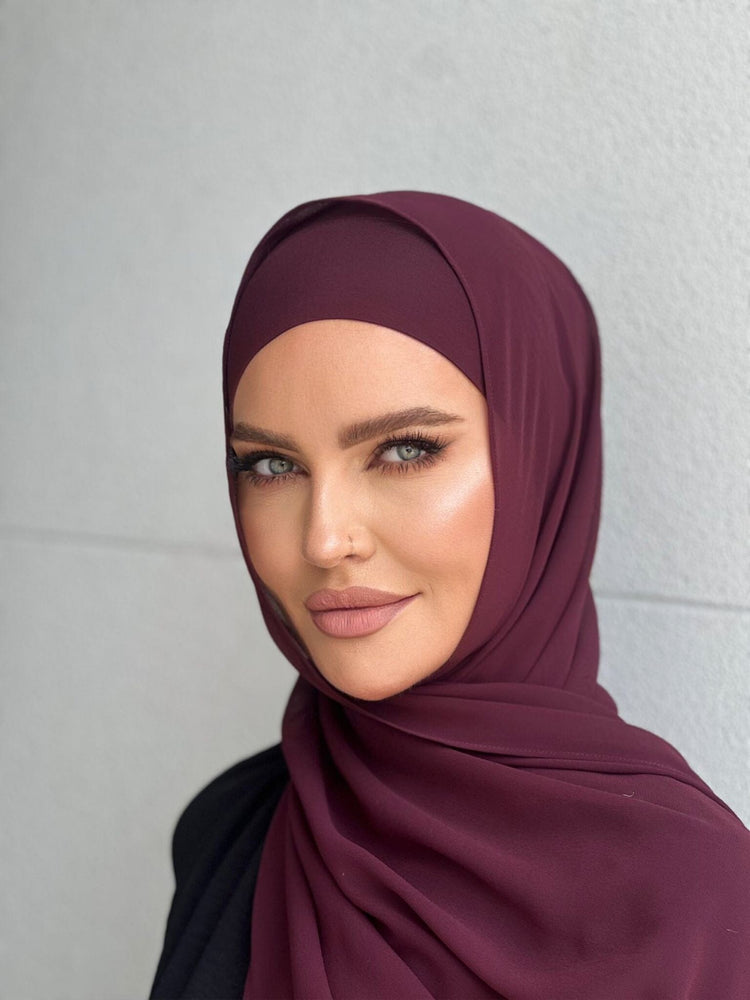 Plum Chiffon Hijab Set