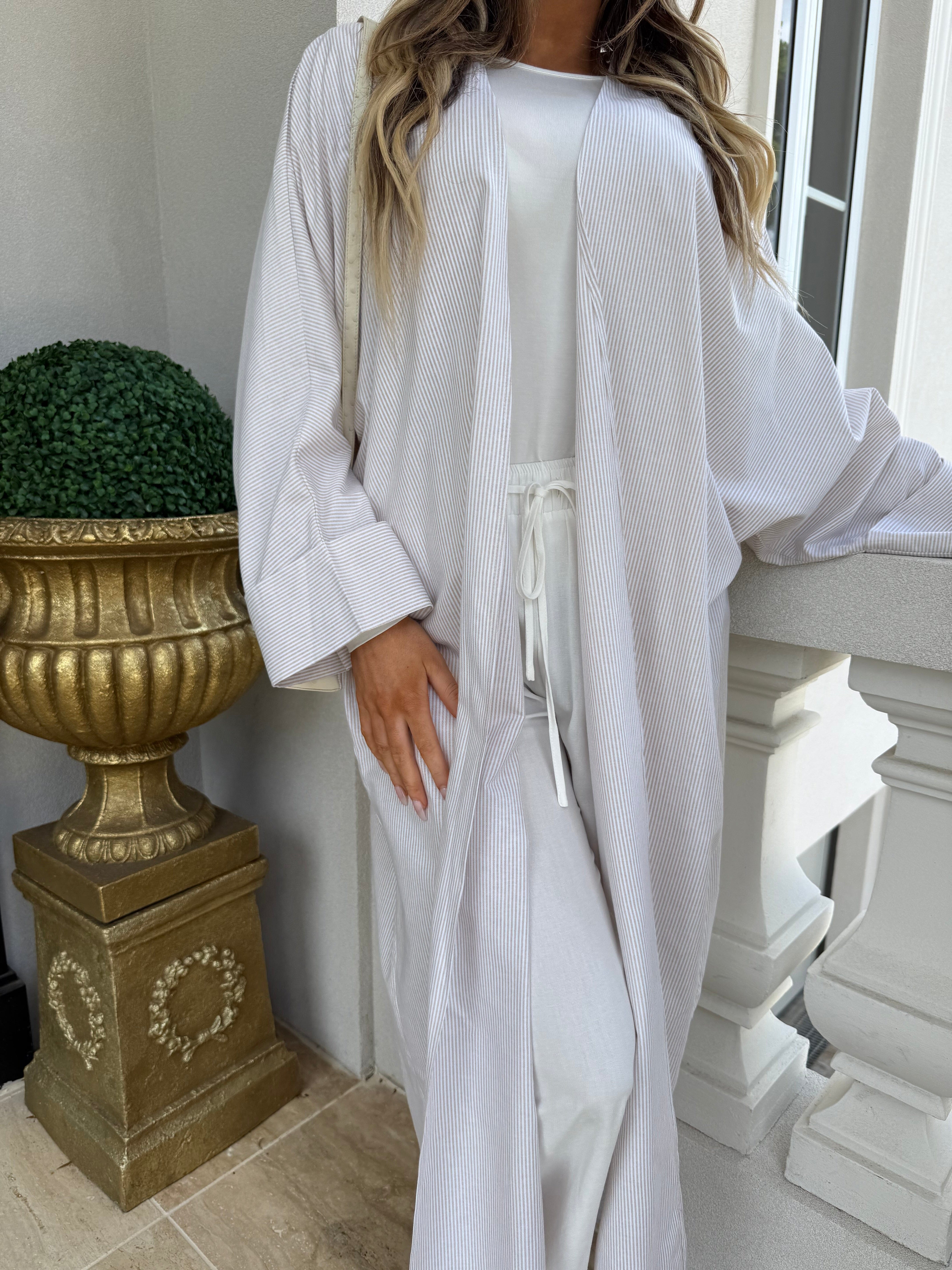Striped Open Abaya