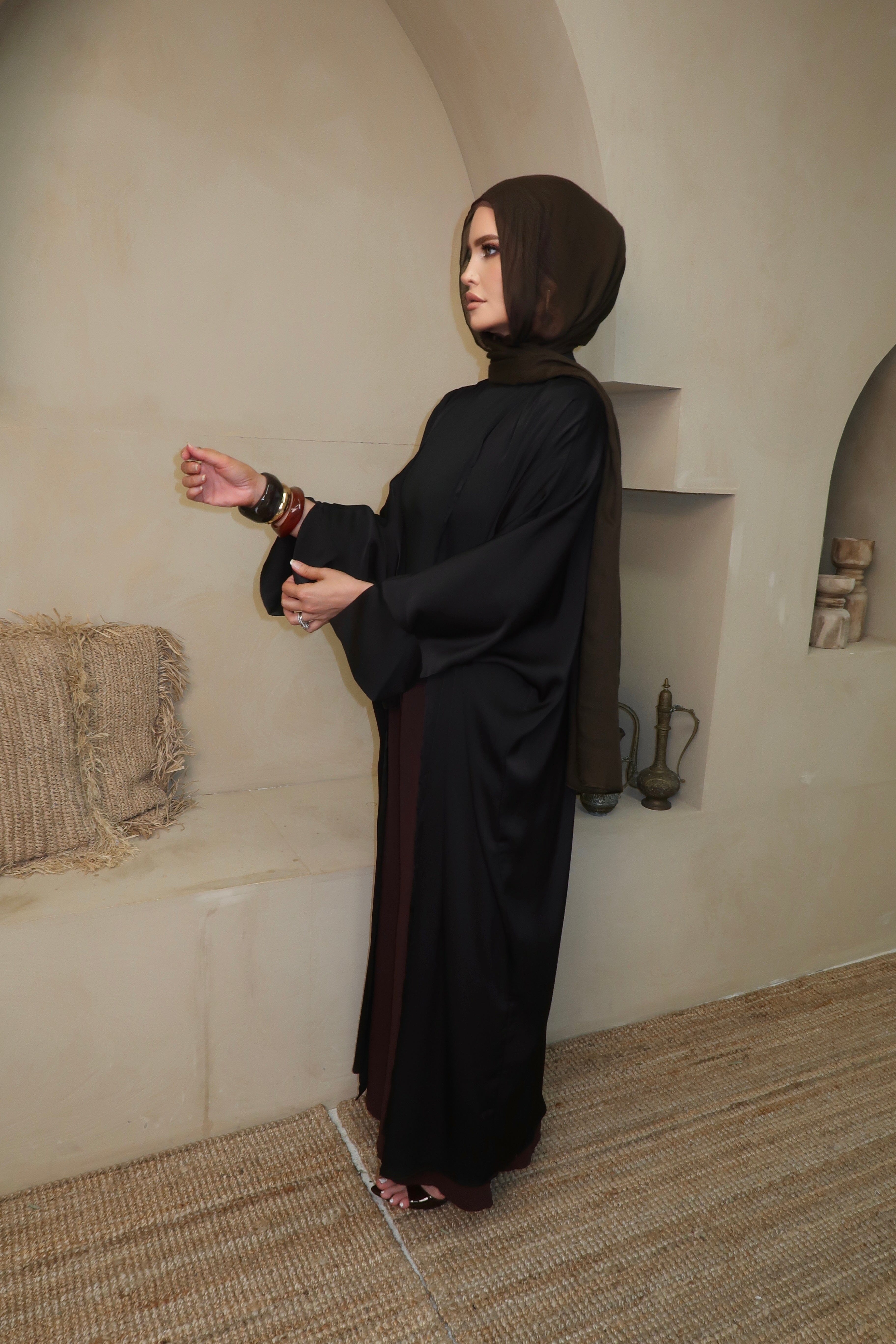 Layali Satin Open Abaya
