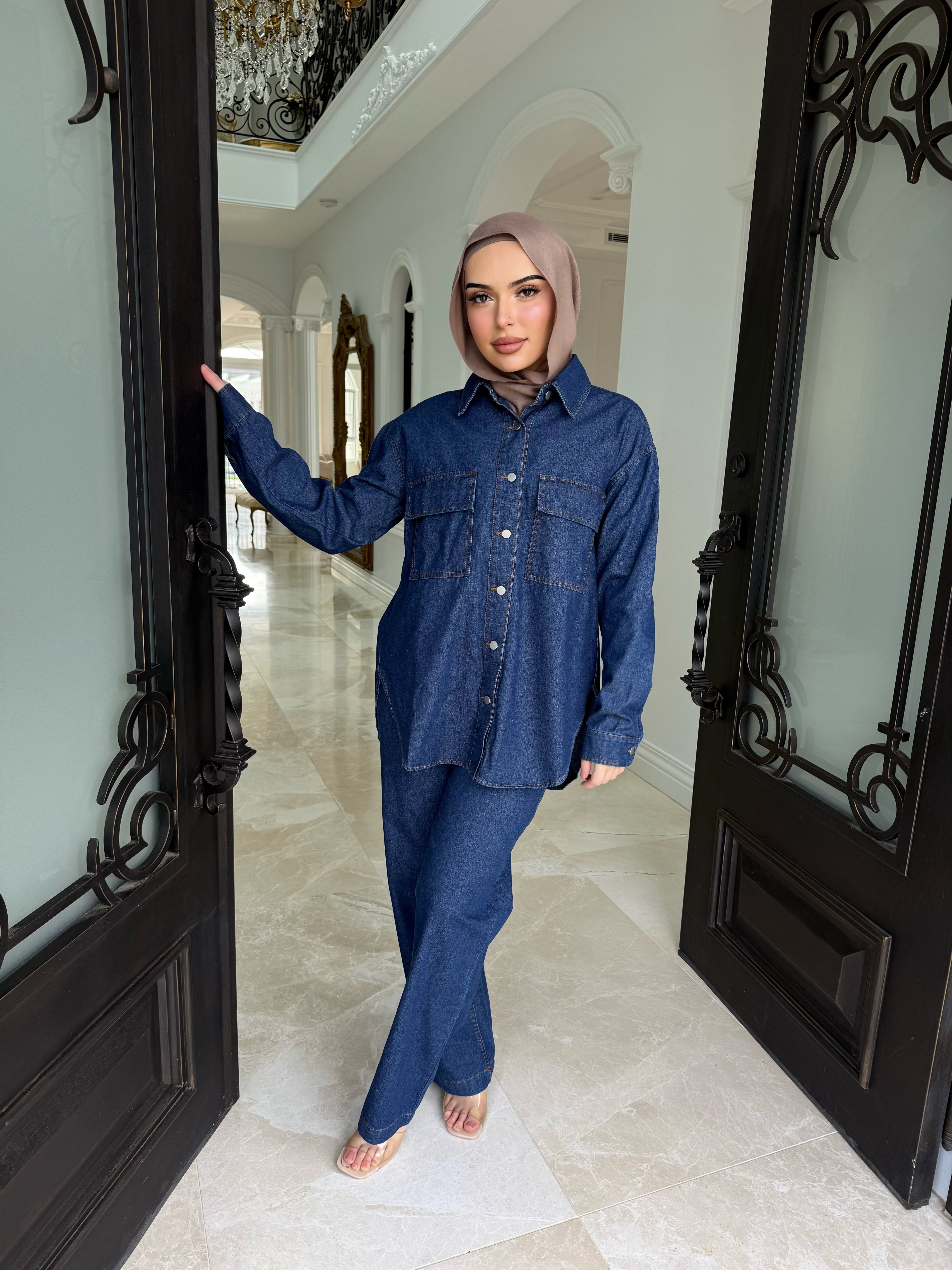 Denin Shacket Set