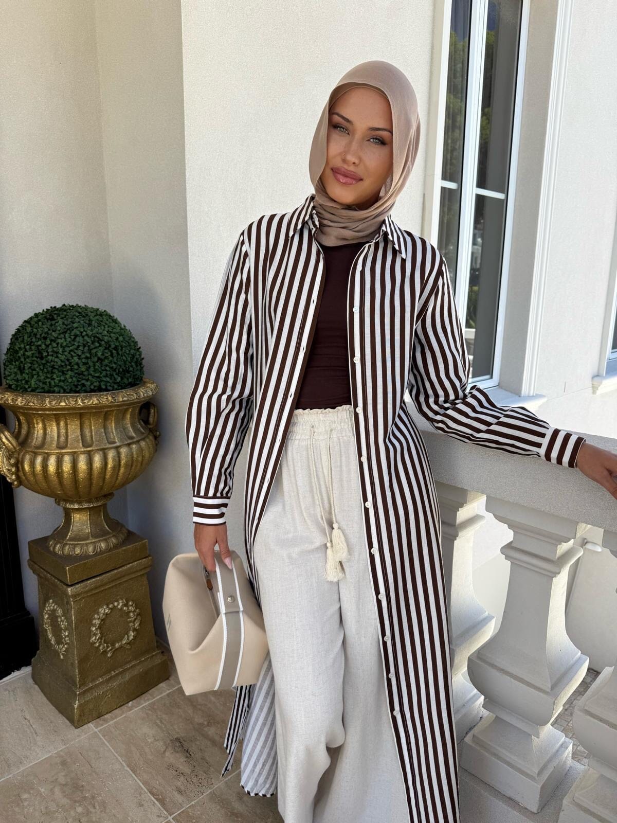 Stripe Brown Shirt/Dress