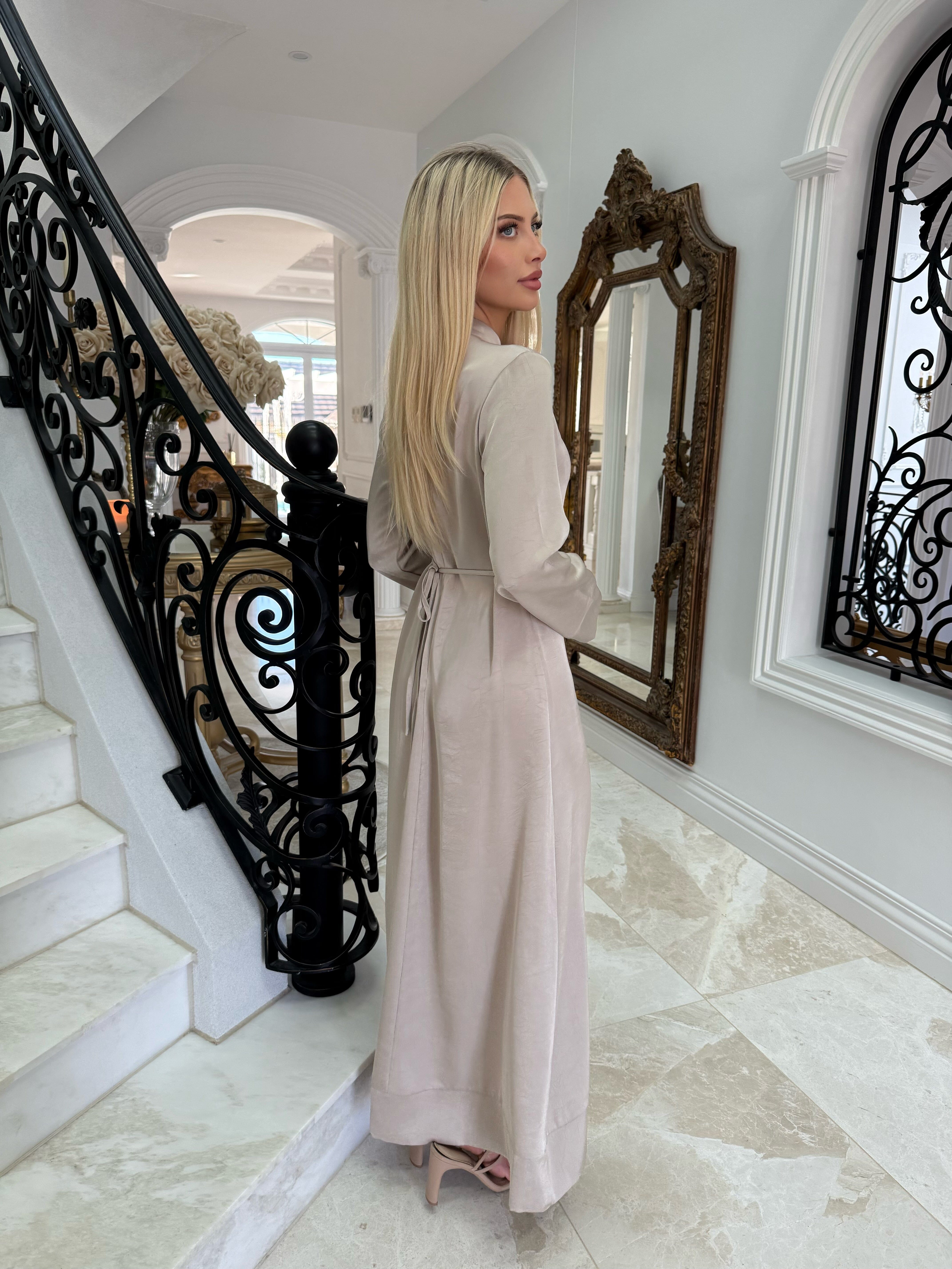 Textured Satin Button Dress
